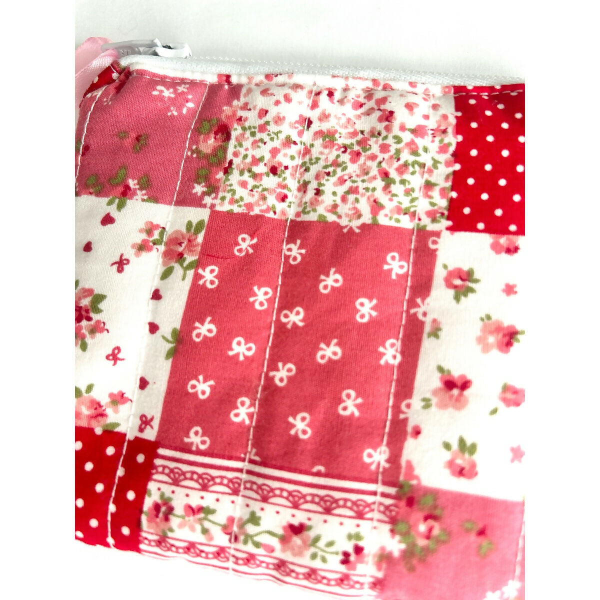 Red/Pink Floral Patchwork Quilted Coin Purse / Card Holder