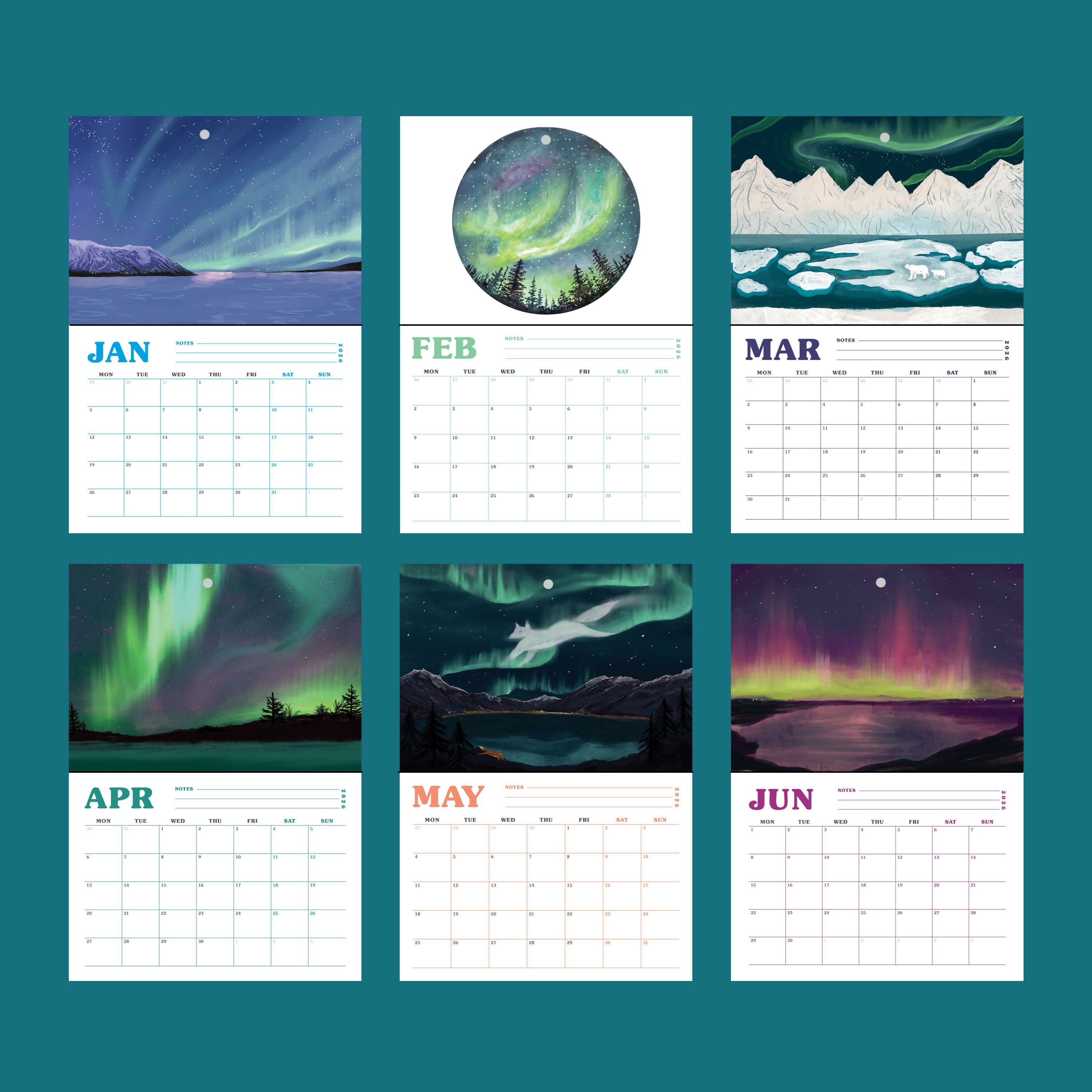 2026 Northern Lights Booklet Calendar