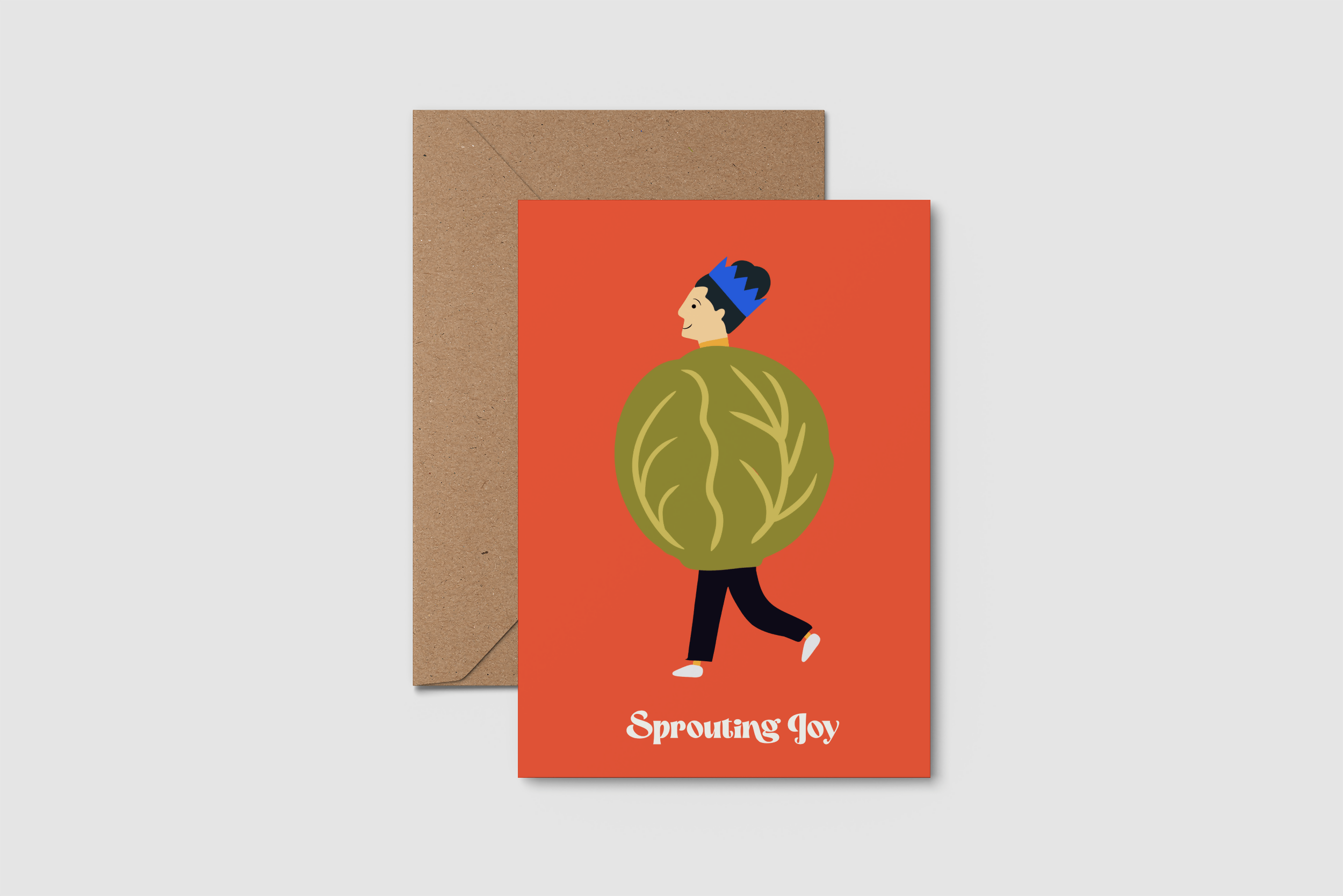Sprouting Joy Brussel Sprouts Christmas Card