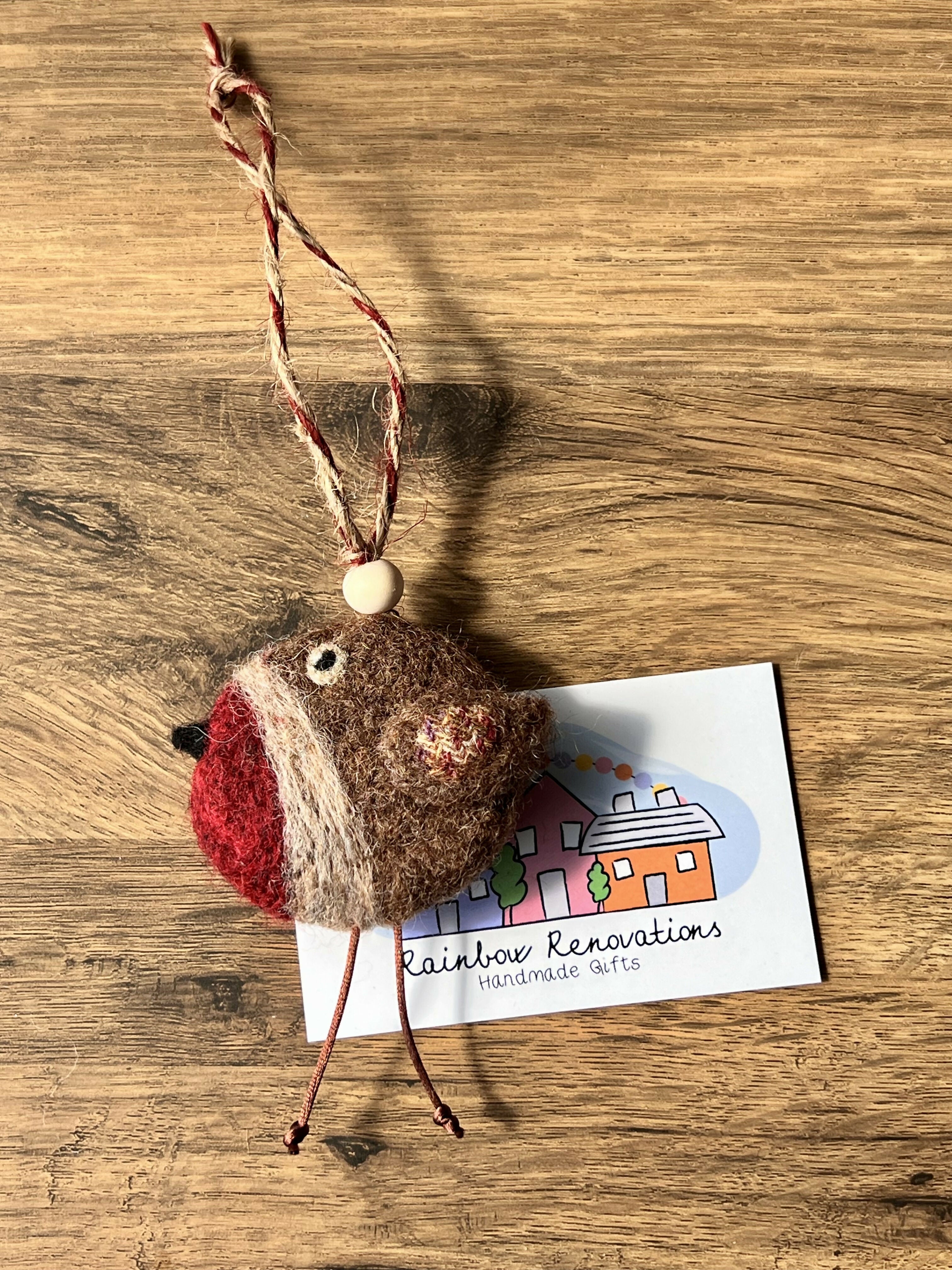 Felted Robin Hanging Decoration