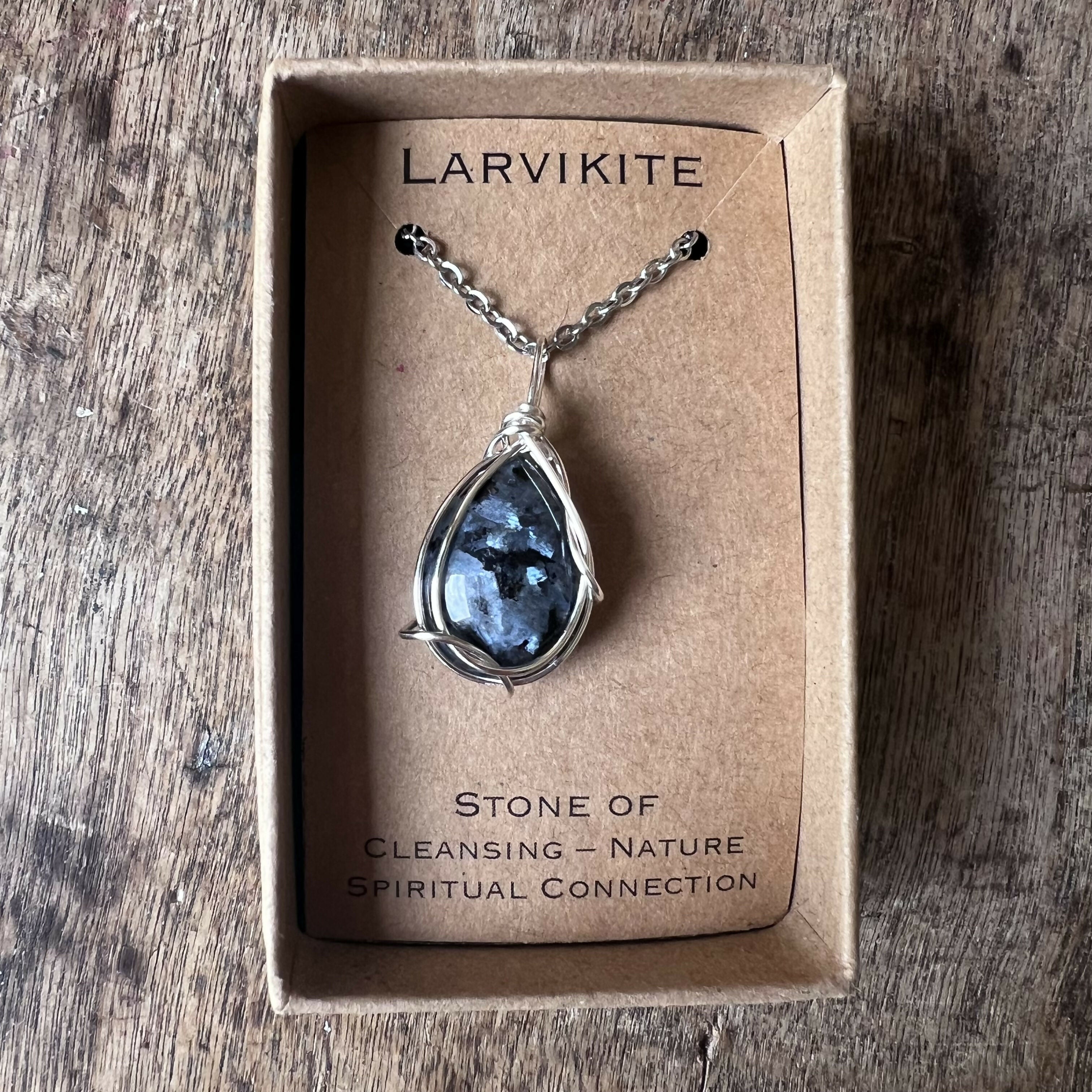 Larvikite Wire Wrapped Necklace
