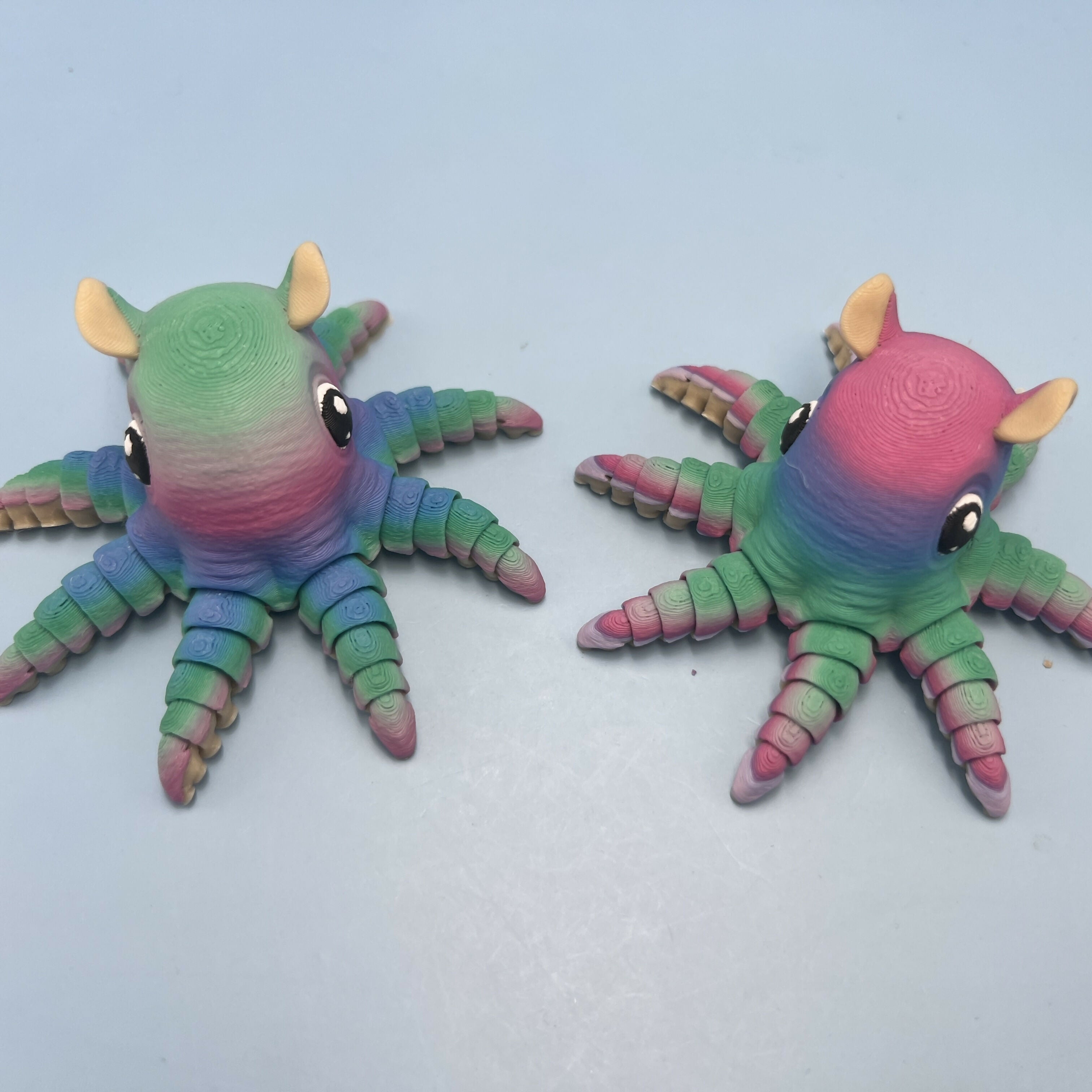 3D Printed MEDIUM: Articulated Sensory Fidget Animals friends Flapjack (Purple/Blue/Teal Spectrum) (Orange) (Green/Blue/Peach) 9cm