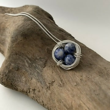 Sodalite Nest Necklace, Sterling Silver