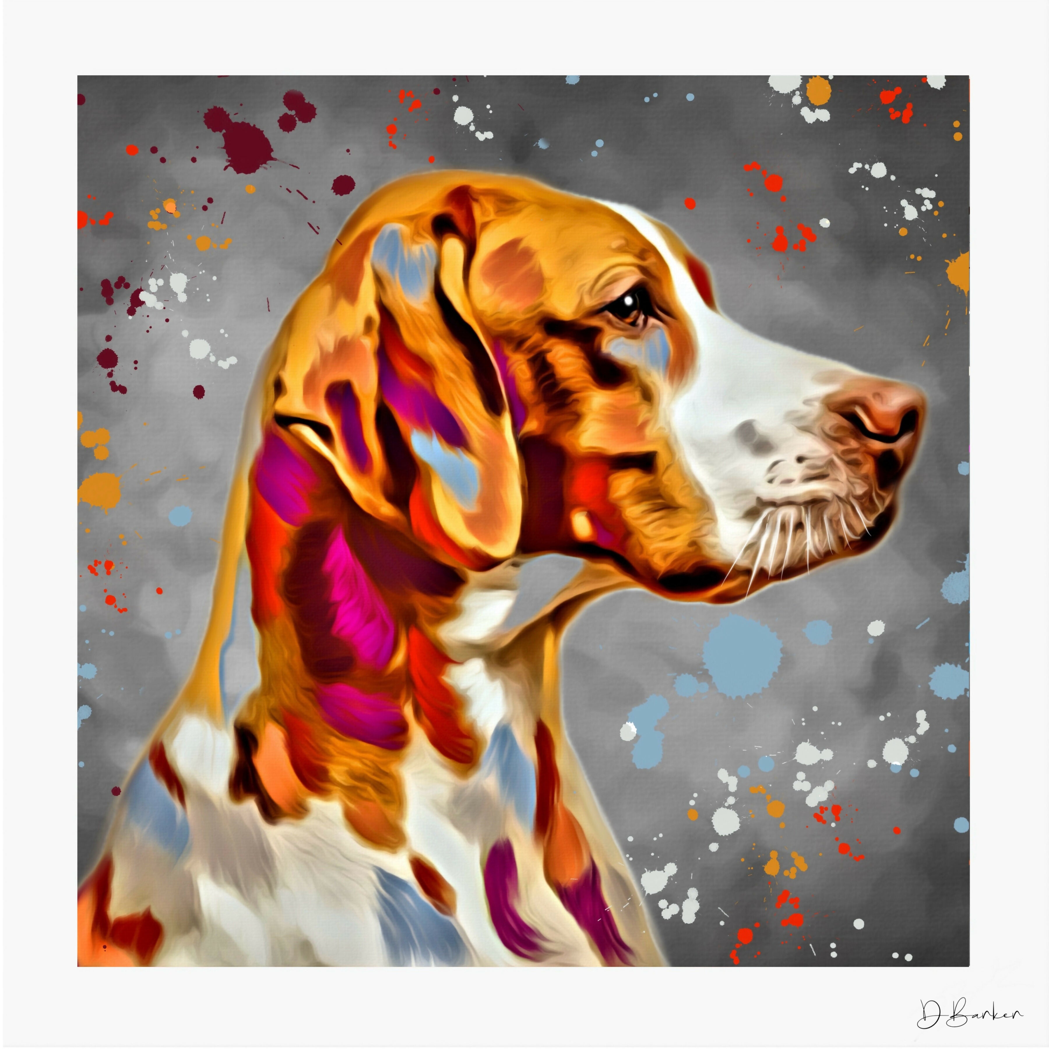 POINTER DOG COLOUR SPLASH MOUNTED ARTWORK