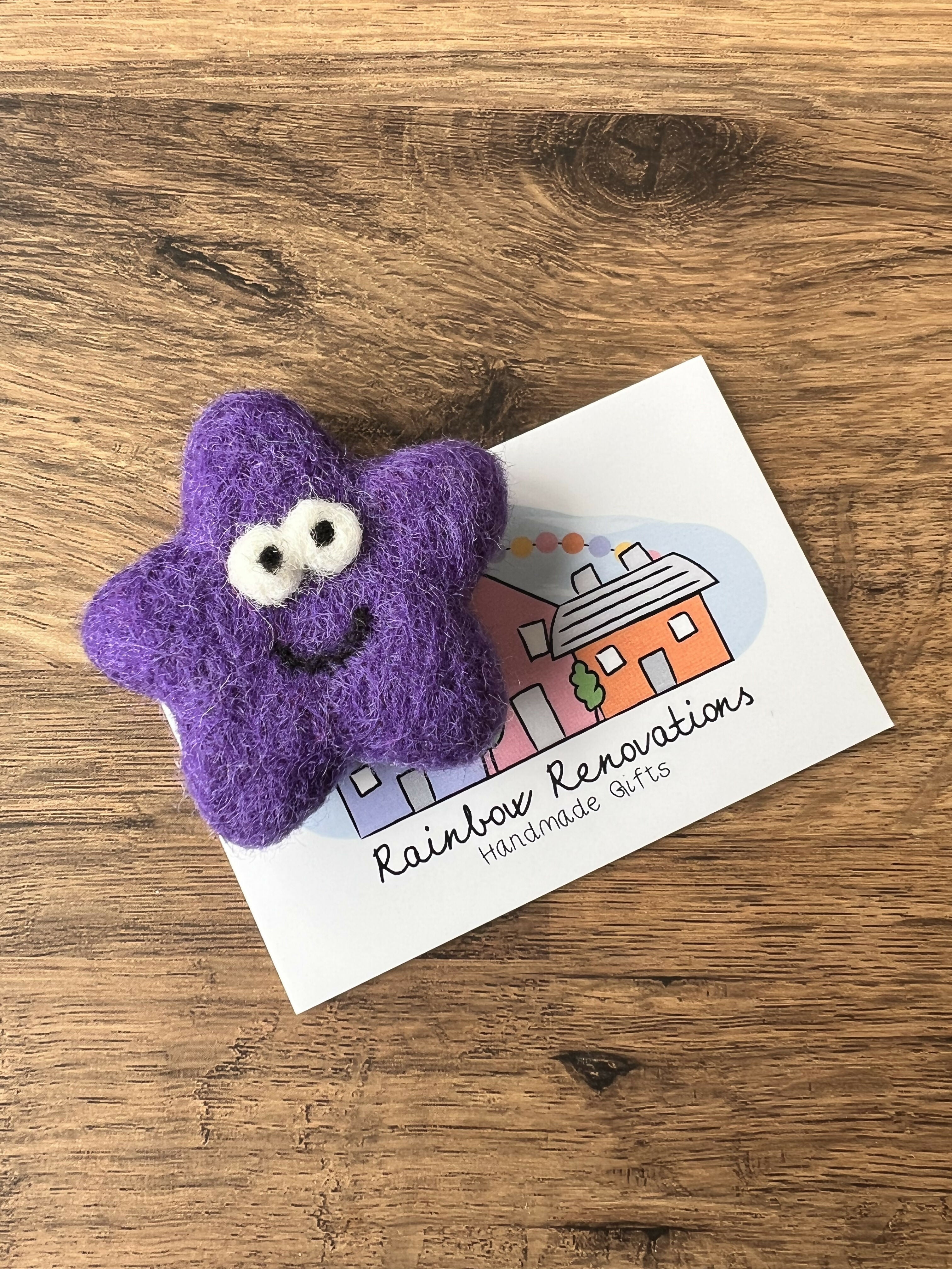 Felted Smiley Star Magnet