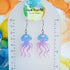 Handmade Light Pink Blue Jellyfish Resin Earrings