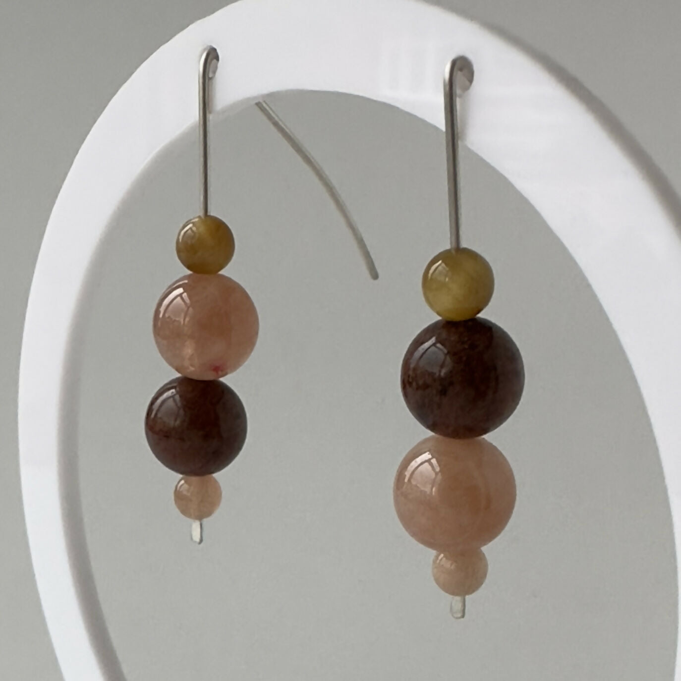 HEALING CRYSTAL & STERLING SILVER SACRAL CHAKRA EARRINGS WITH SLIDING BEADS