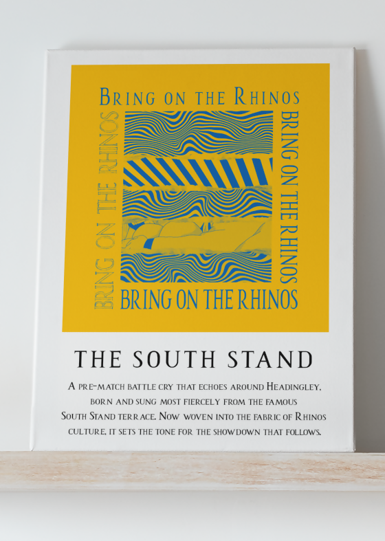 Leeds Rhinos Art Print BRING ON THE RHINOS LYRICS Design in Amber