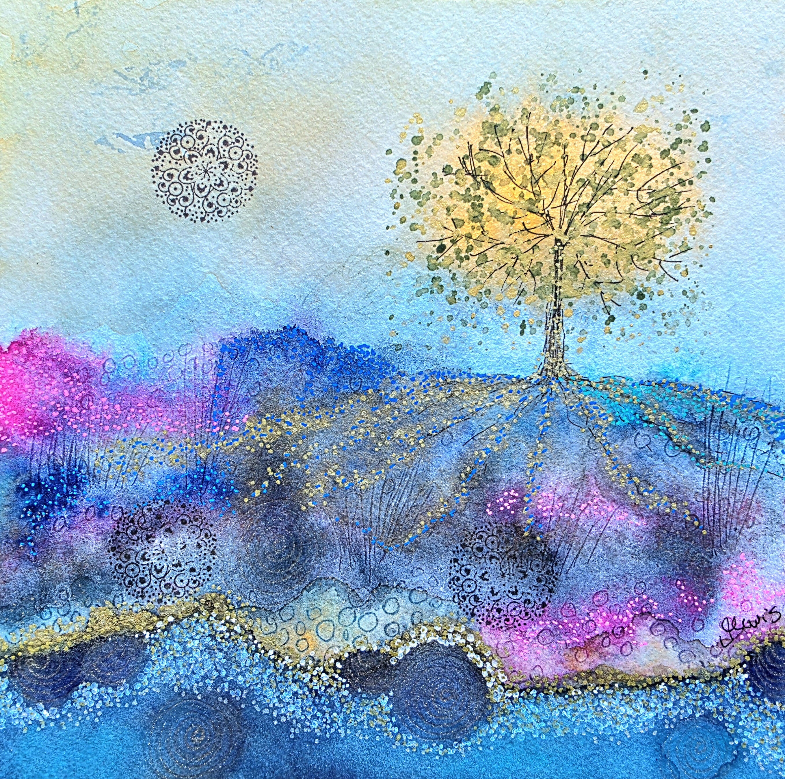 'Riverside' Original Mixed Media Painting