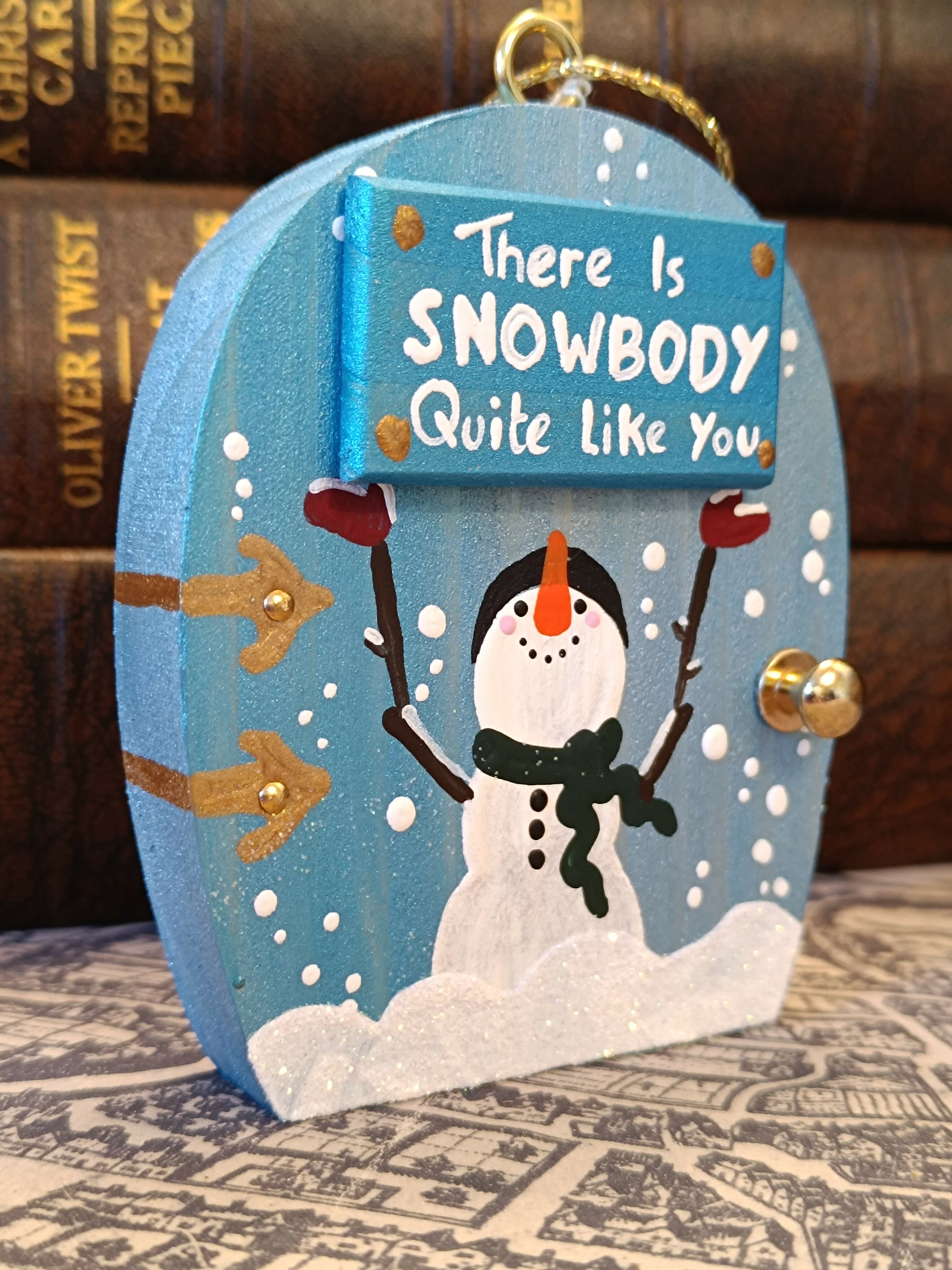 Handmade Wooden Snowman Door Ornament – "There Is Snowbody Quite Like You" Cute Hanging Christmas Tree Decoration & Festive Gift