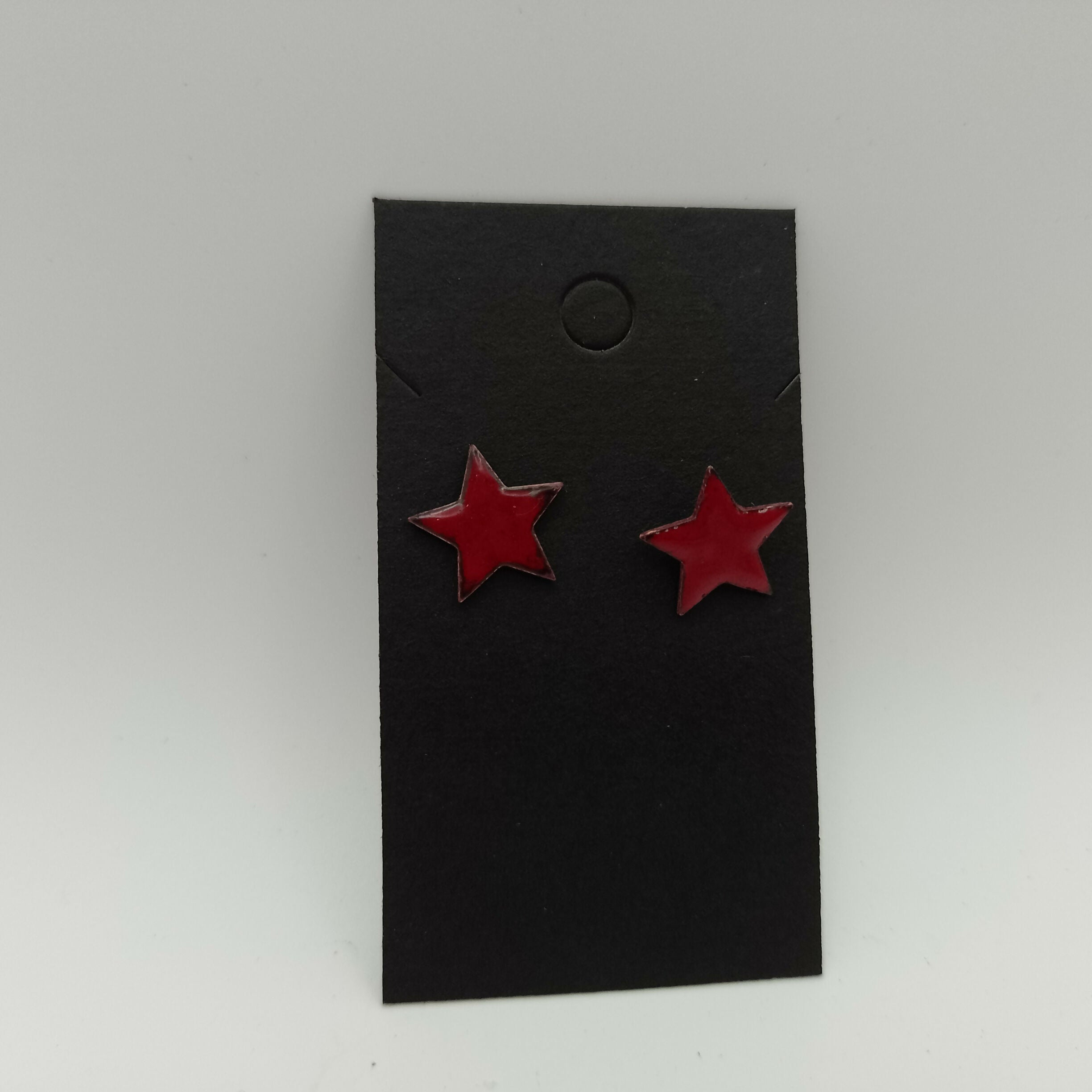 Red Enamel Star Stud Earrings