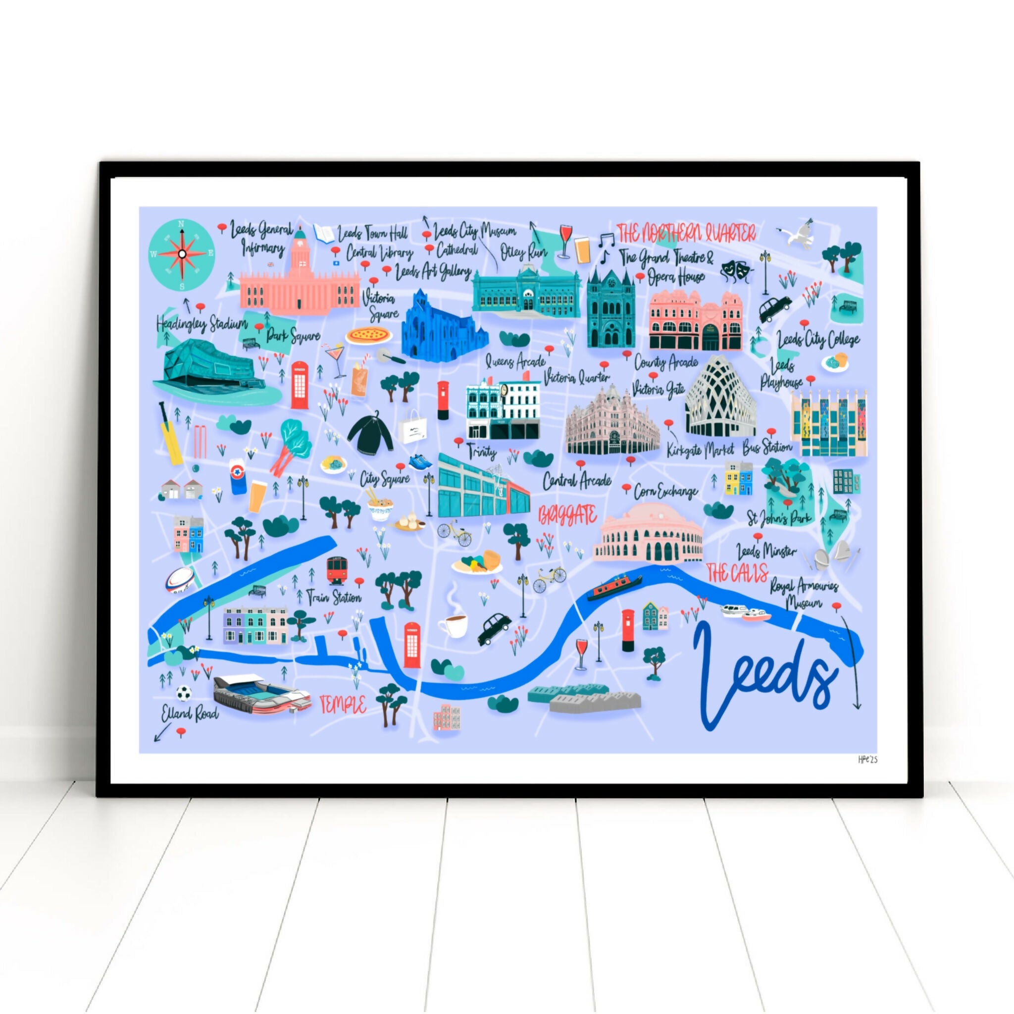 Leeds Map Art Print