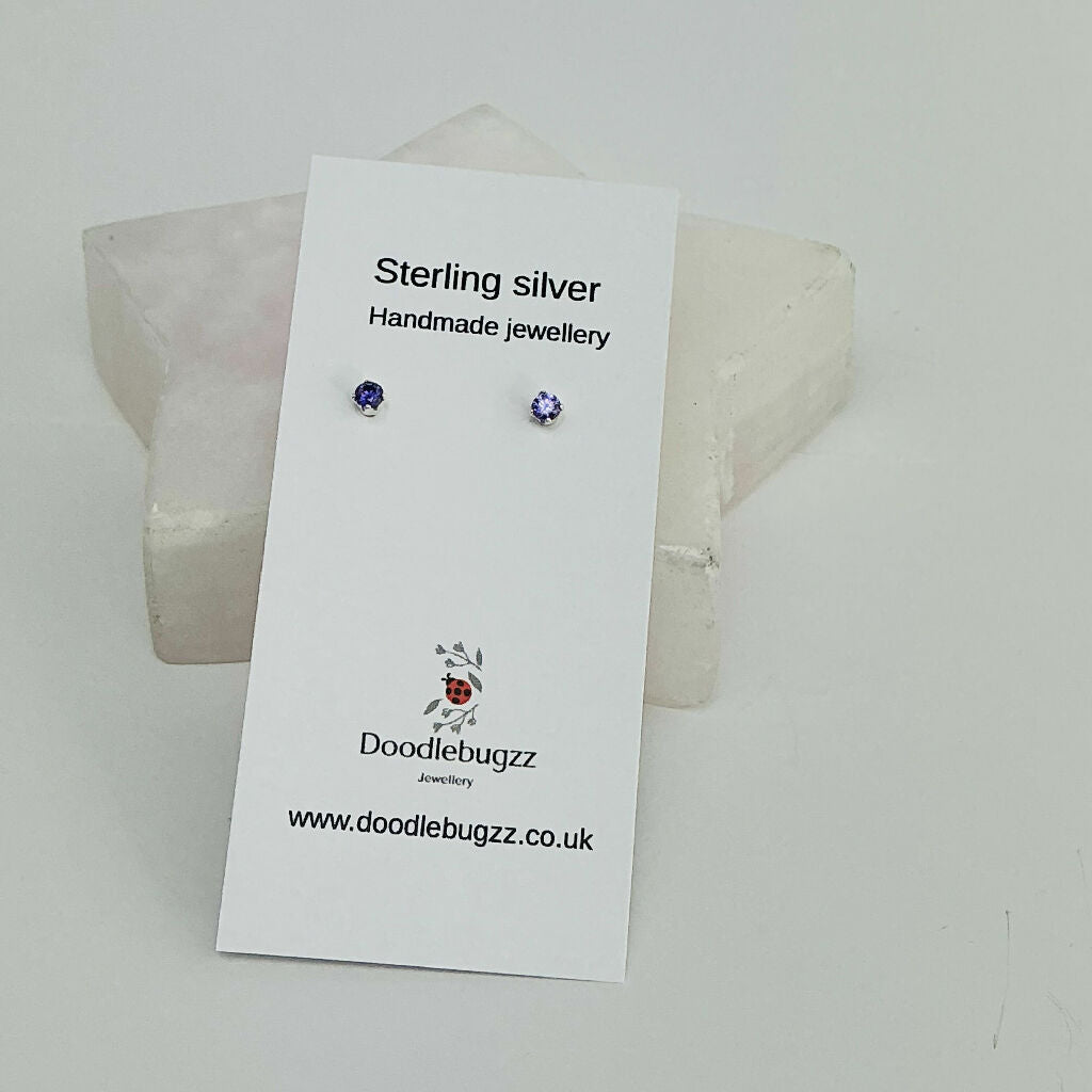 Sterling Silver Cubic Zirconia Stud Earrings 3mm