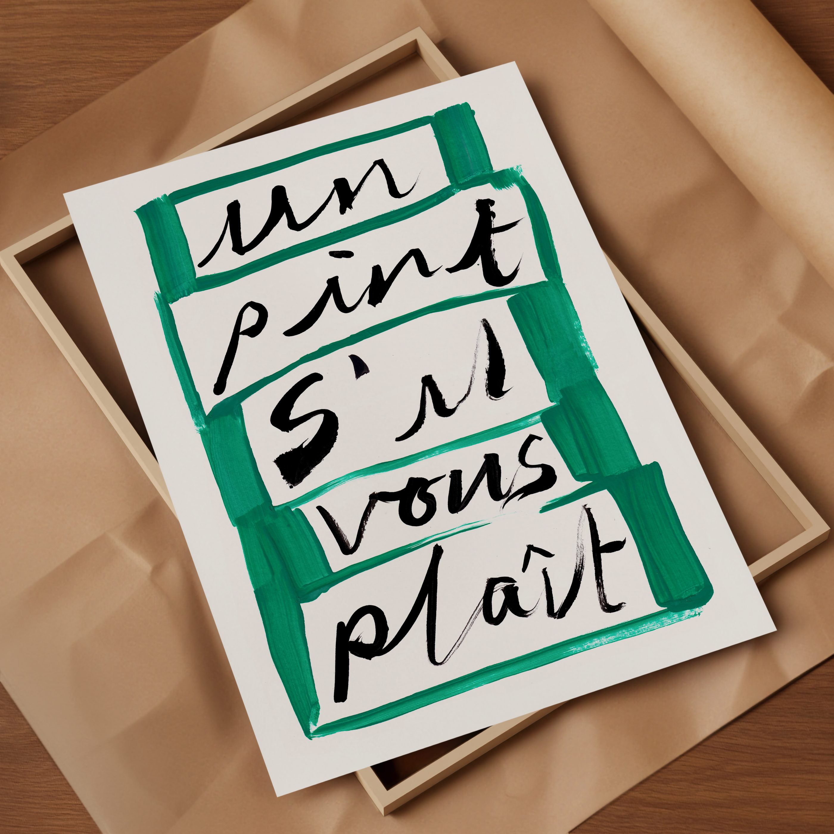 'Un Pint S'il Vous Plait' Hand Painted Art Print
