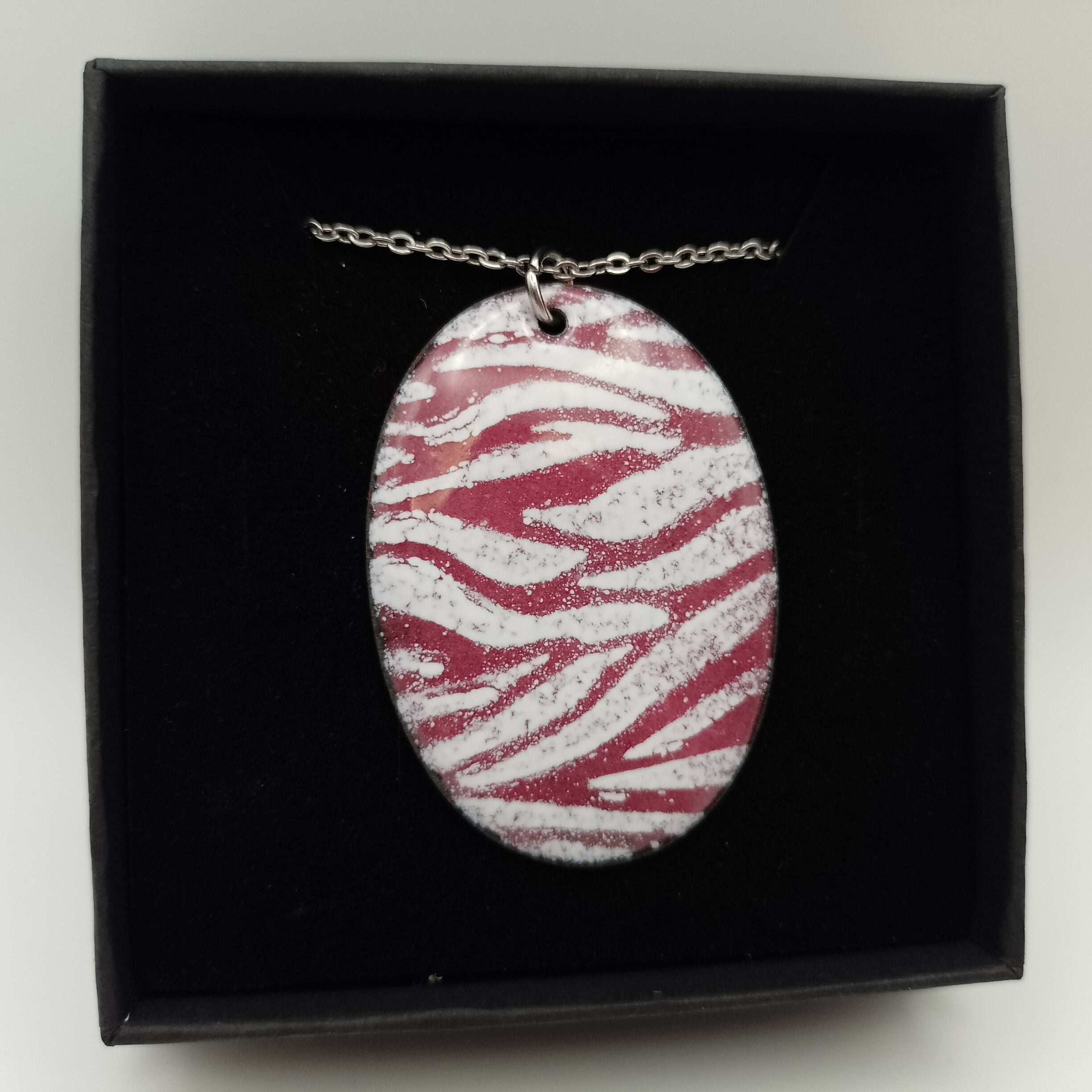 Purple and White Striped Enamel Pendant