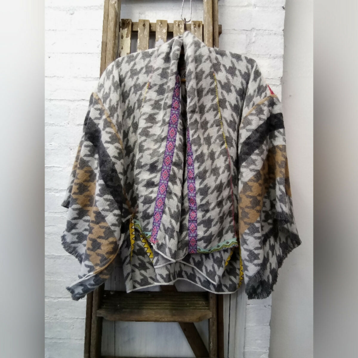 LEWIS HOUNDSTOOTH WOOL KIMONO