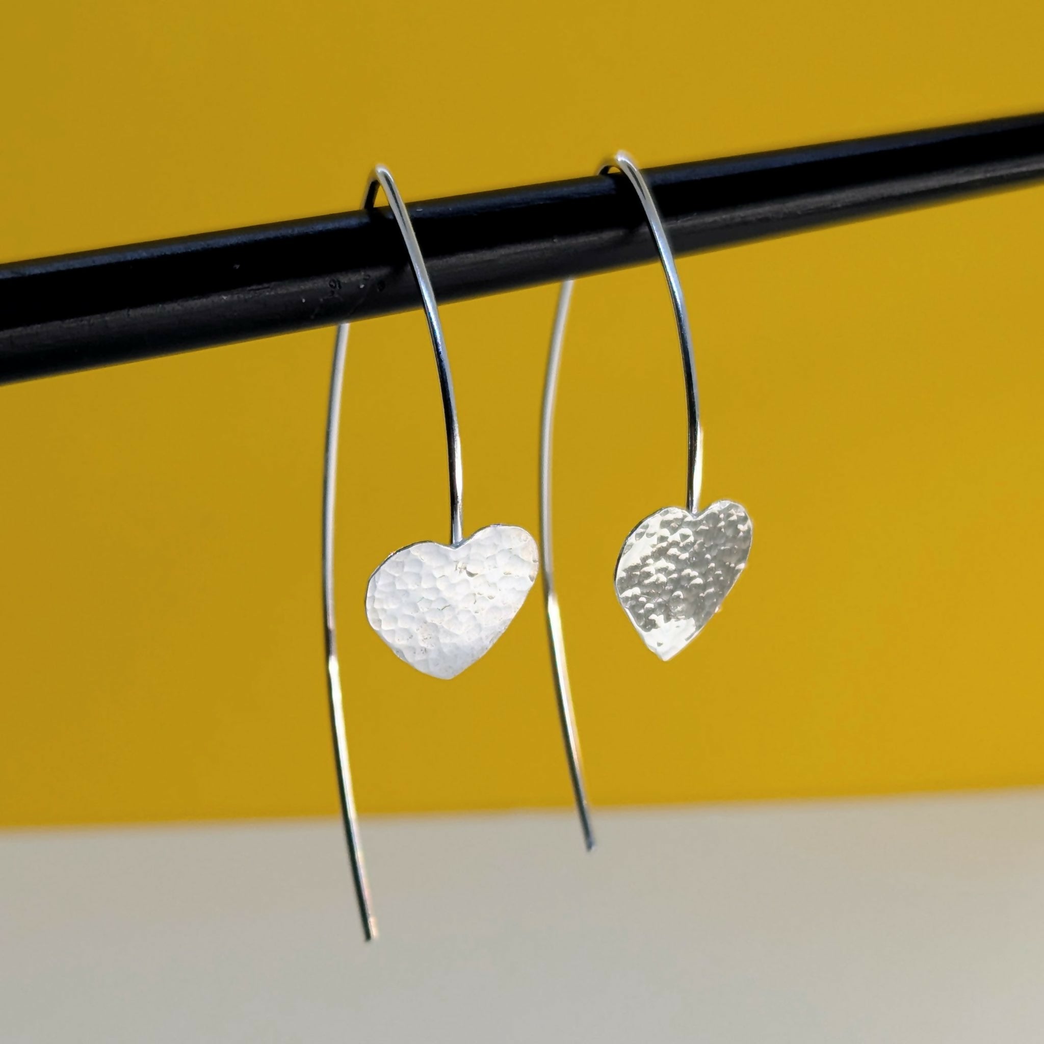 ‘Queen’ Sterling Silver, textured, Heart Threader Earring