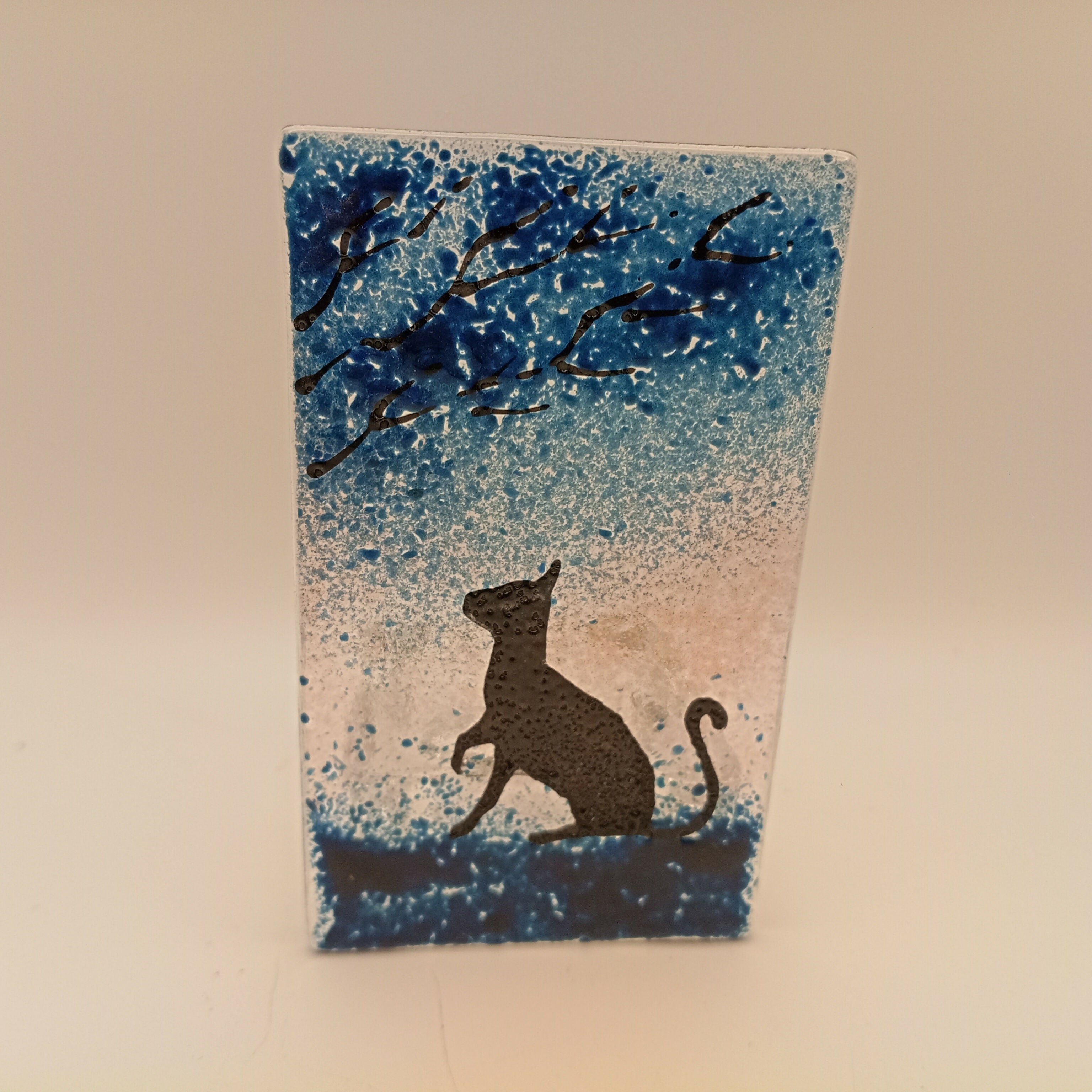 Fused Glass Silhouette Cat Tealight