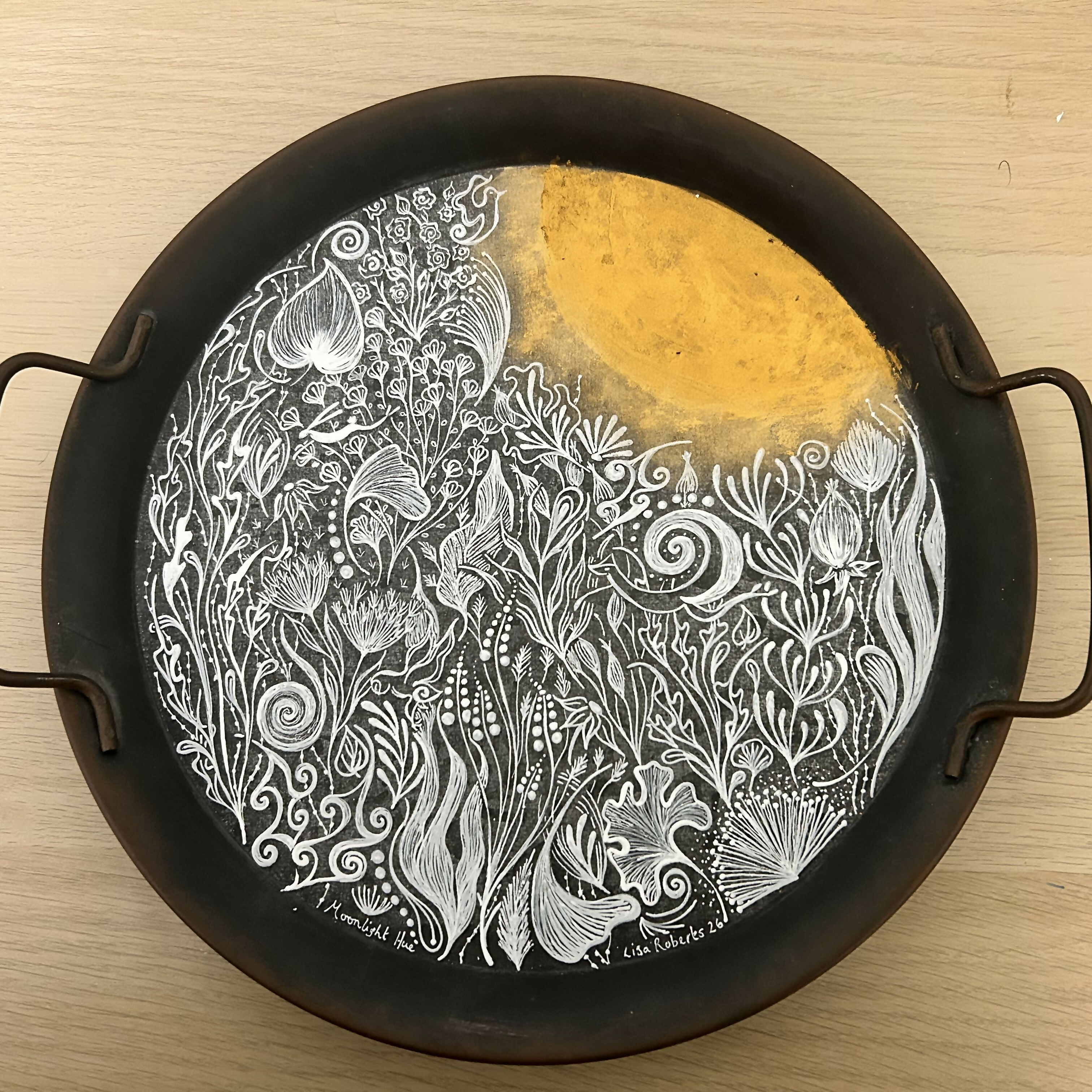 MOONLIGHT HUE Hand Painted Metal Tray