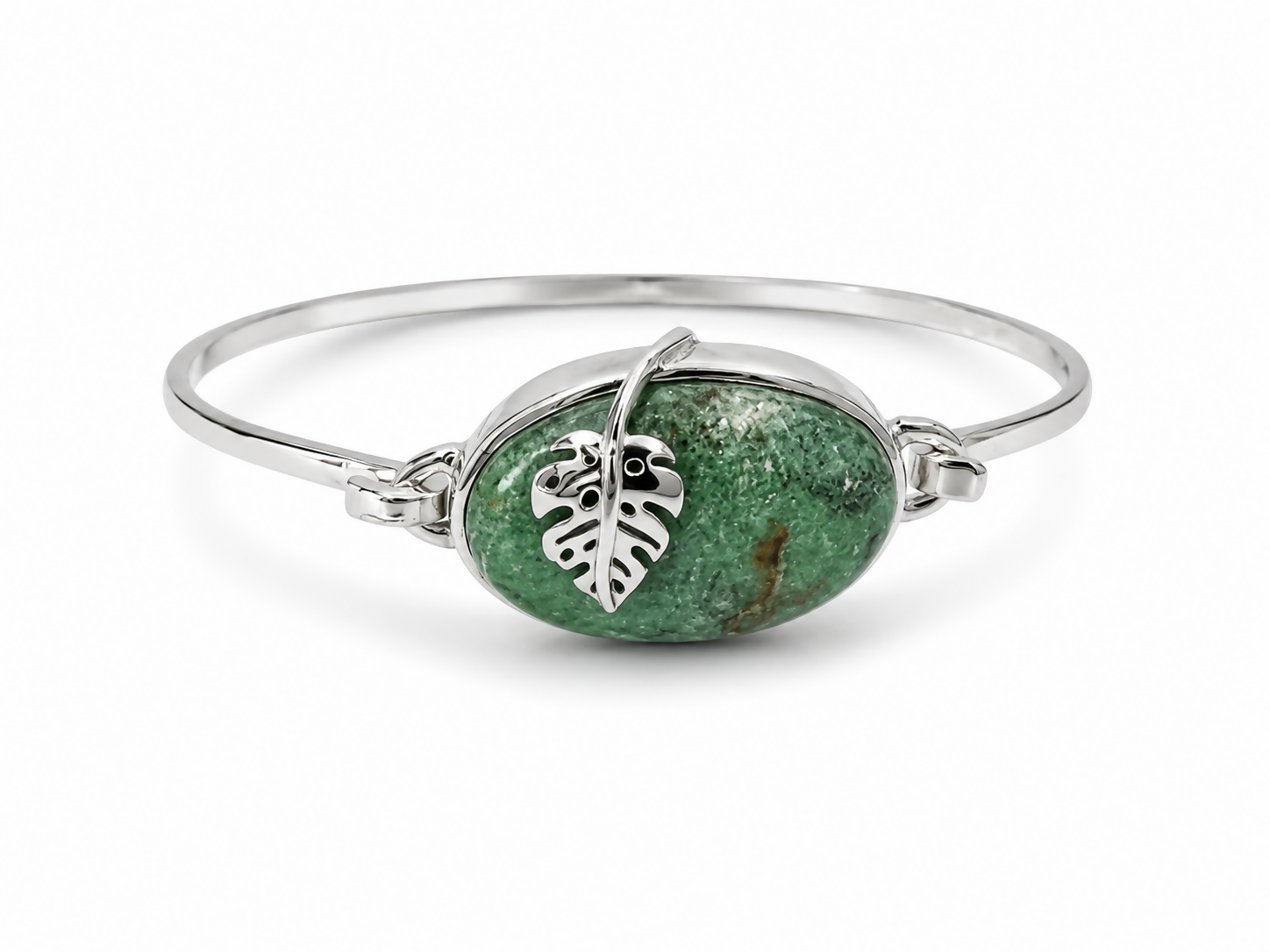 Monstera Chrysoprase Bangle – Emerald Green