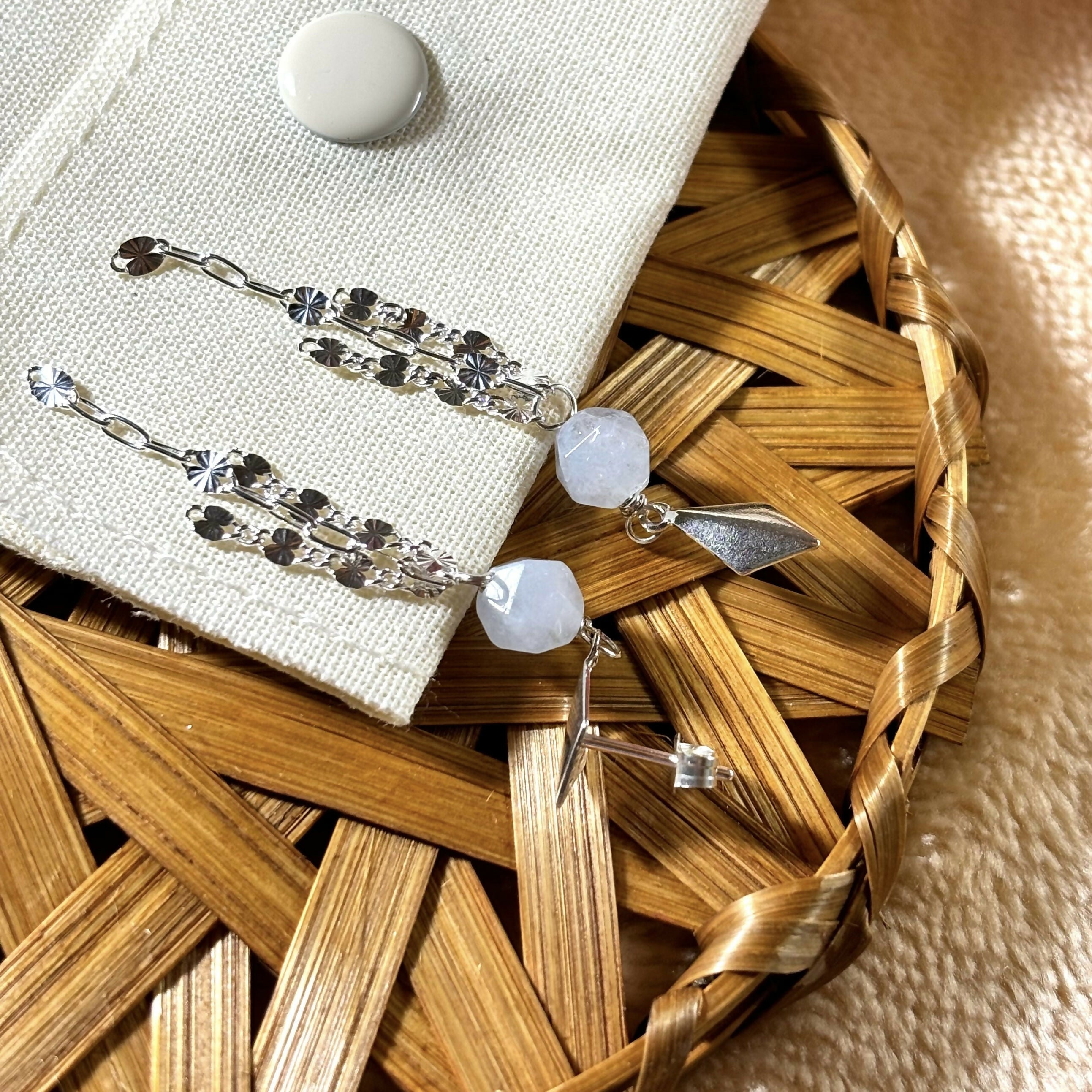 Sterling Silver Kite Stud Earrings with Aquamarine