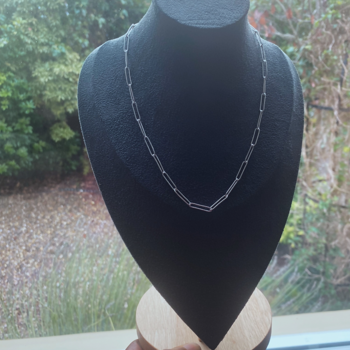 Sterling Silver Paper Clip Chain Necklace - 18 inches