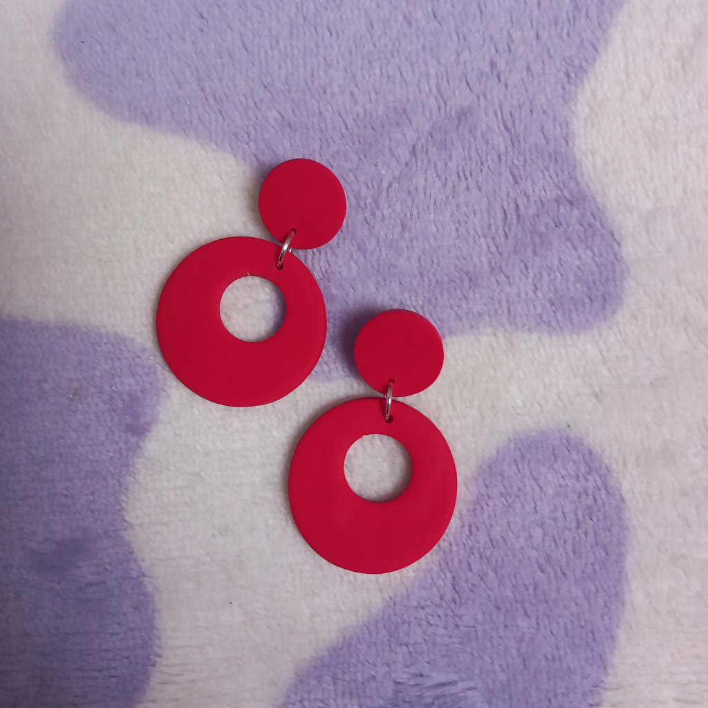 Polymer Clay Retro Circle Dangle Earrings