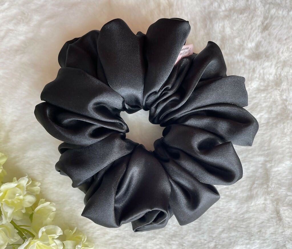 Black Silk Scrunchies