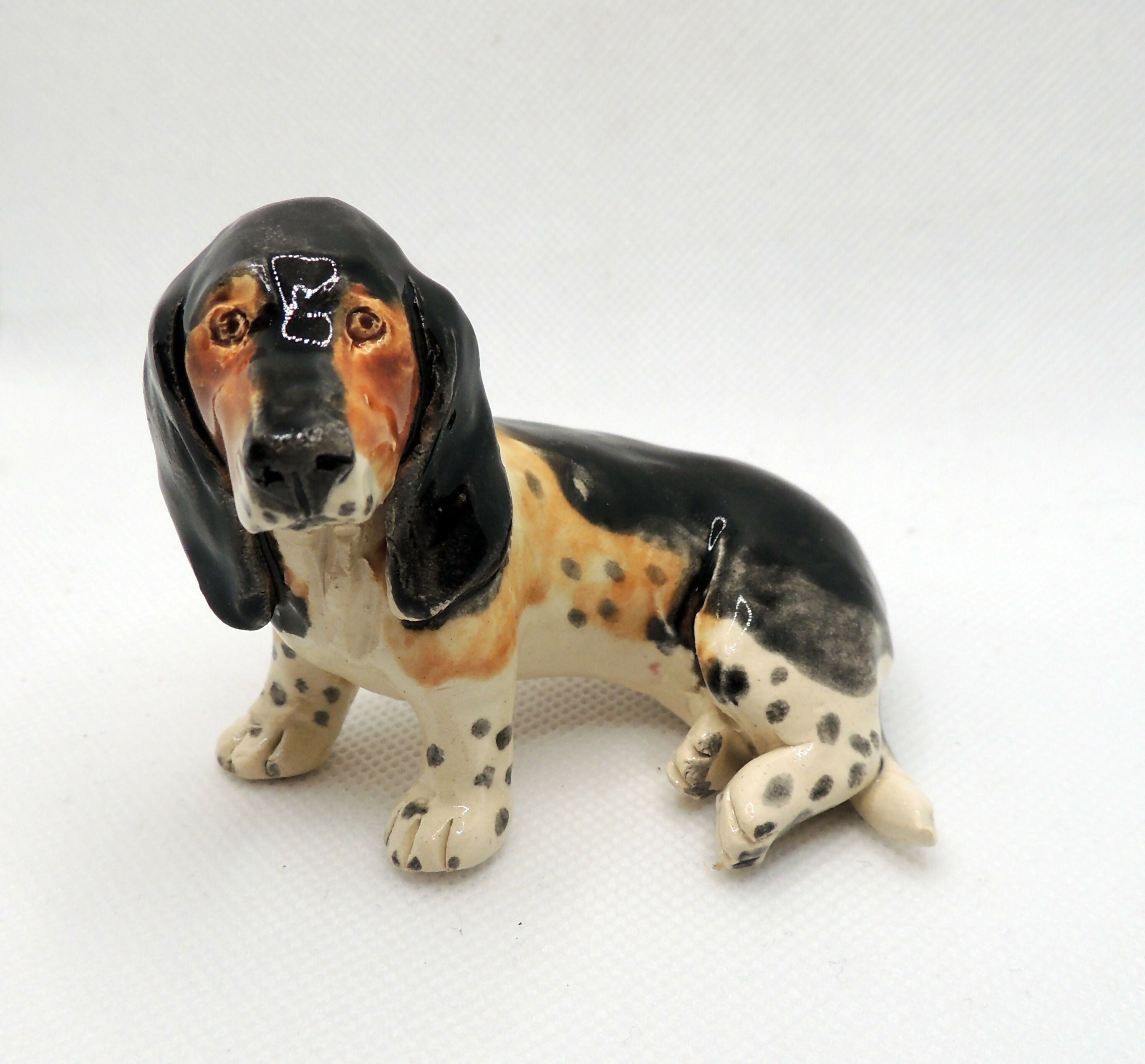 Ceramic Basset hound dog sculpture