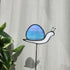 Streaky Iridescent Blue Snail Stained Glass Plantstake