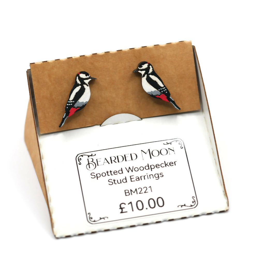 Spotted Woodpecker Stud Earrings