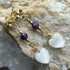 Handmade Gold Vermeil Mother Of Pearl And Amethyst Earrings