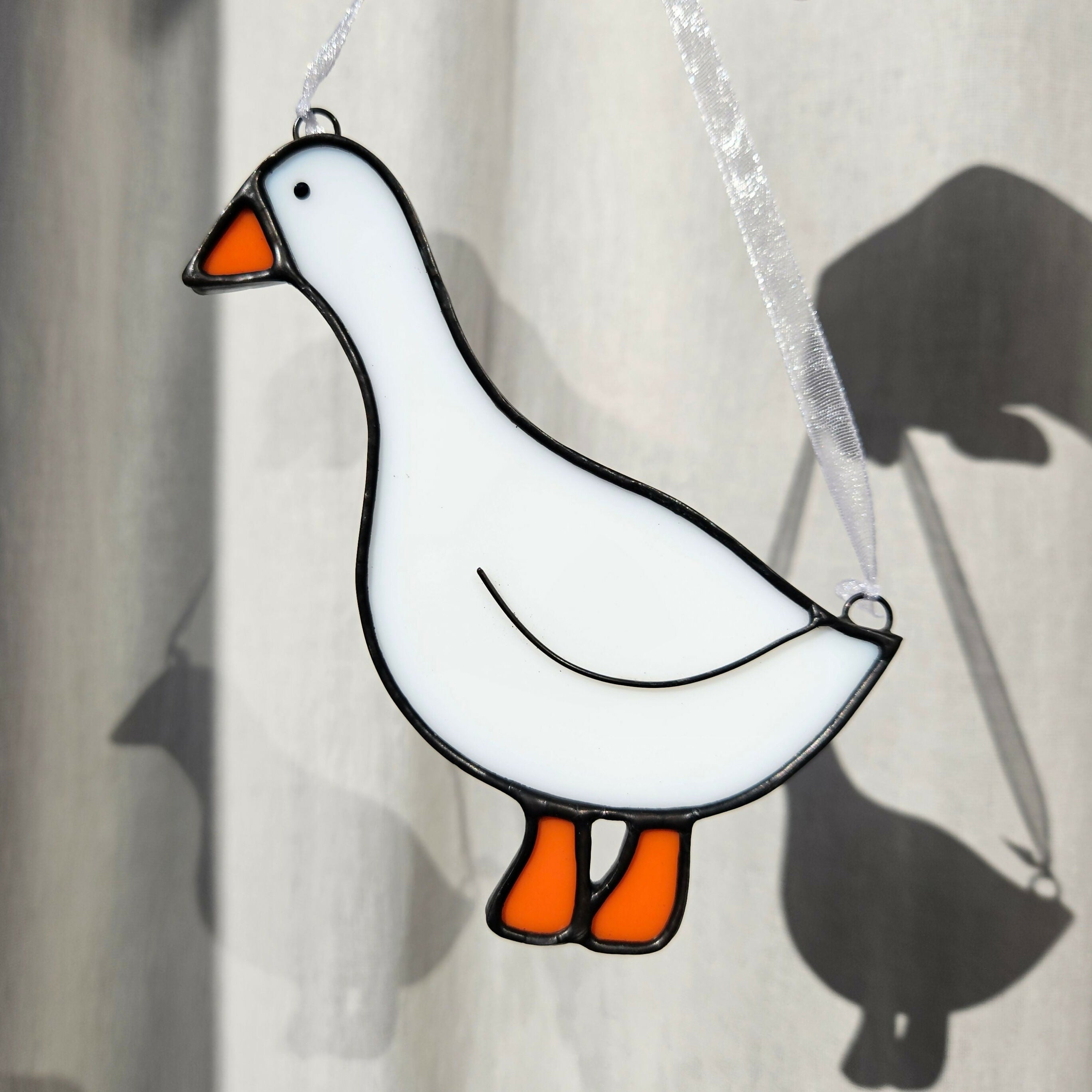 White Goose Stained Glass Decoration