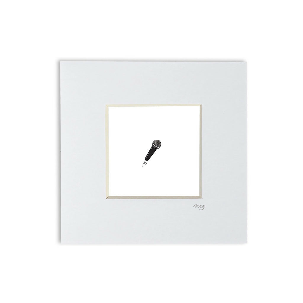 Karaoke Microphone 4x4" Mounted Mini Print