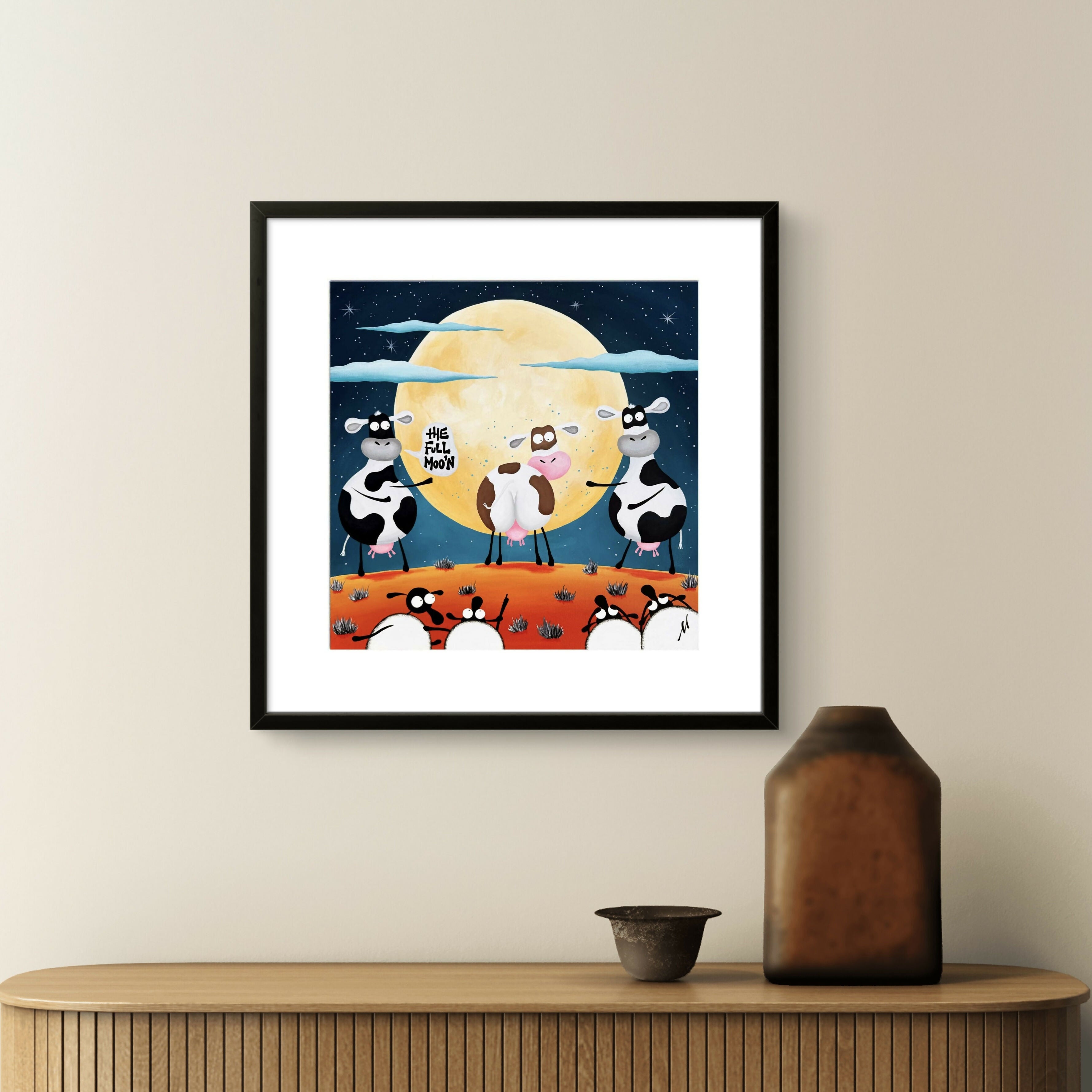 The Full Moo’n - 16” Framed Limited Edition Print