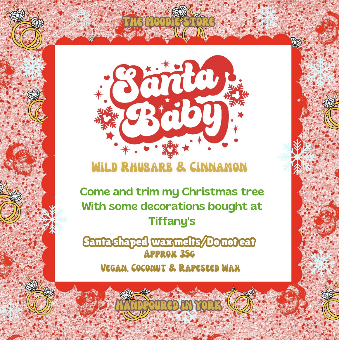 Santa Baby - Wild Rhubarb & Cinnamon Fragranced Vegan Wax Melt Shapes