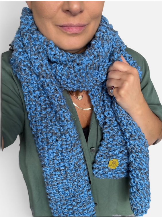 LONG, COSY, UNISEX, 2-COLOUR MIXED SCARF, STRETCHY