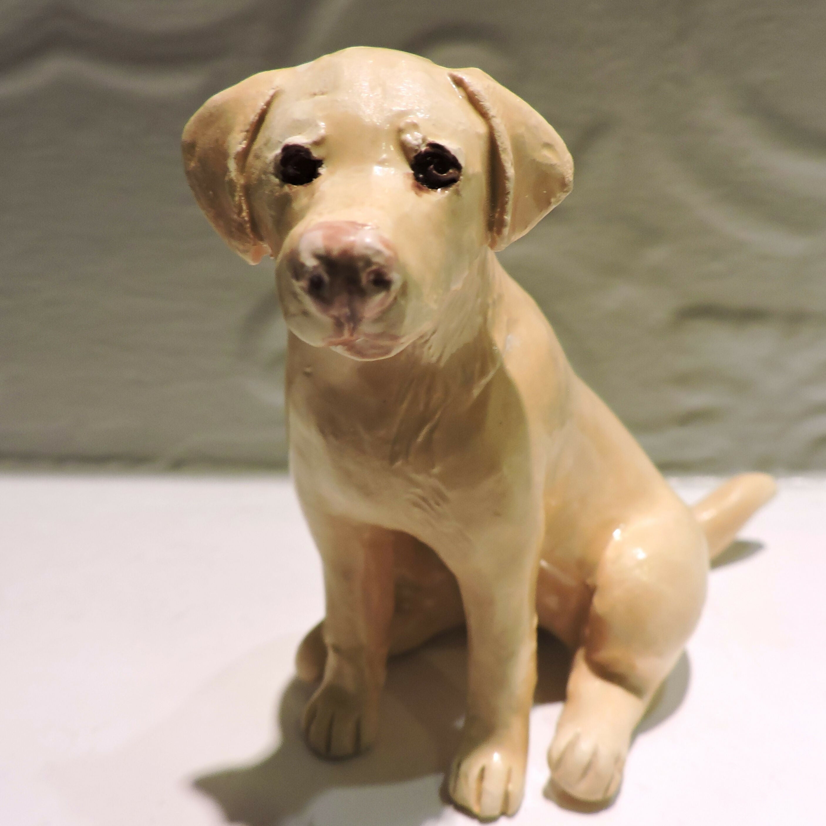 Ceramic Labrador Retriever Dog Sculpture, Yellow