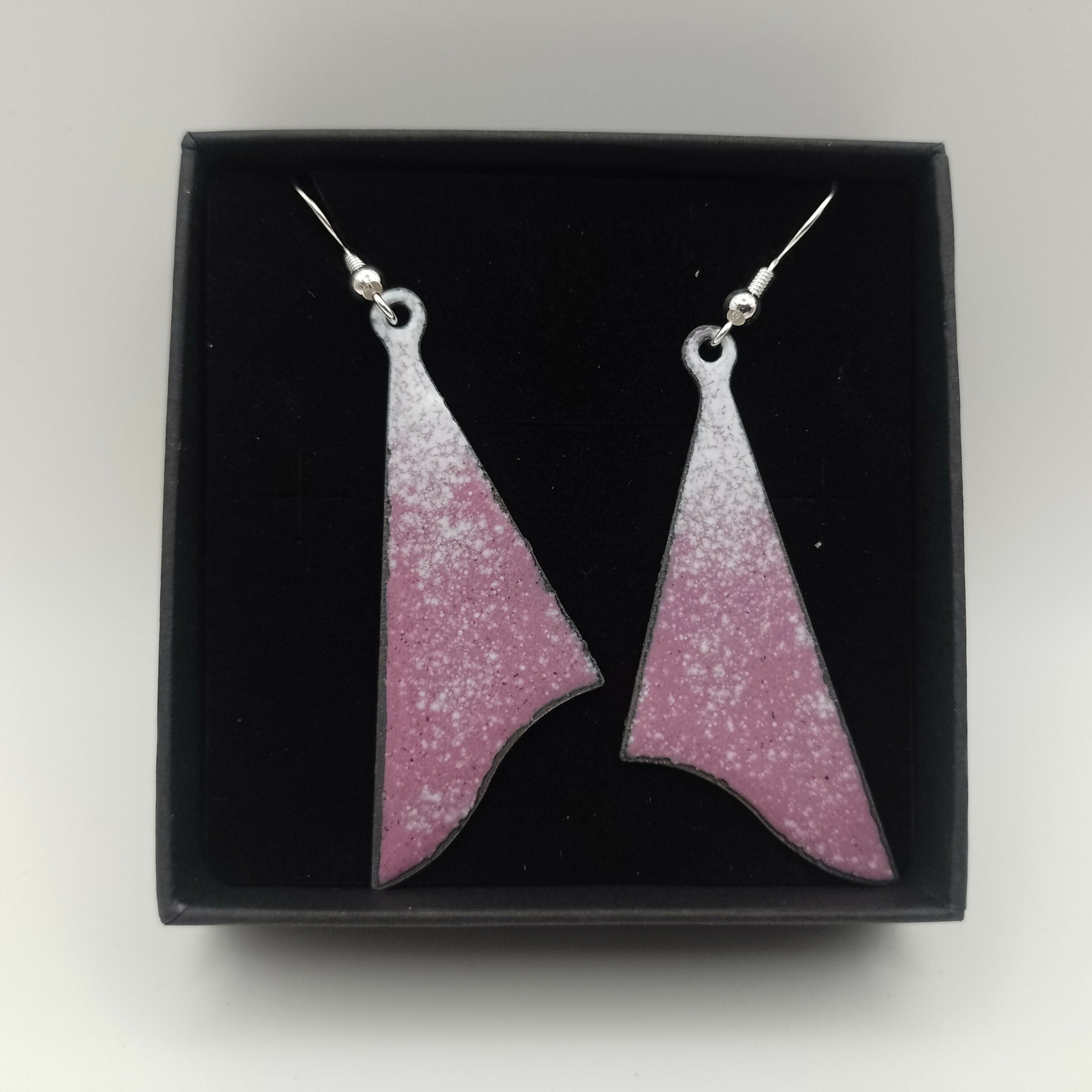 Purple and Pink Triangular Enamel Earrings