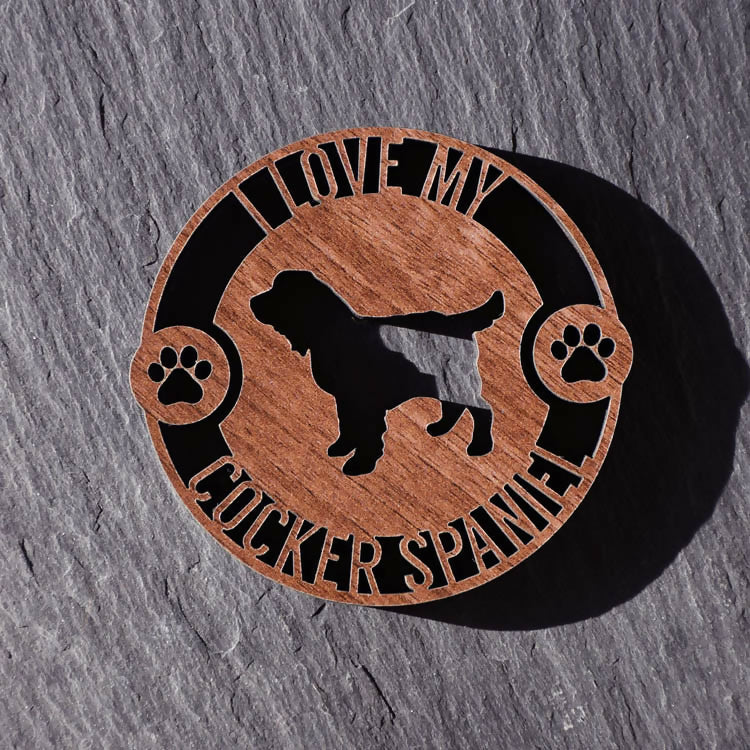 I Love My Cocker Spaniel Laser Cut Wooden Coaster