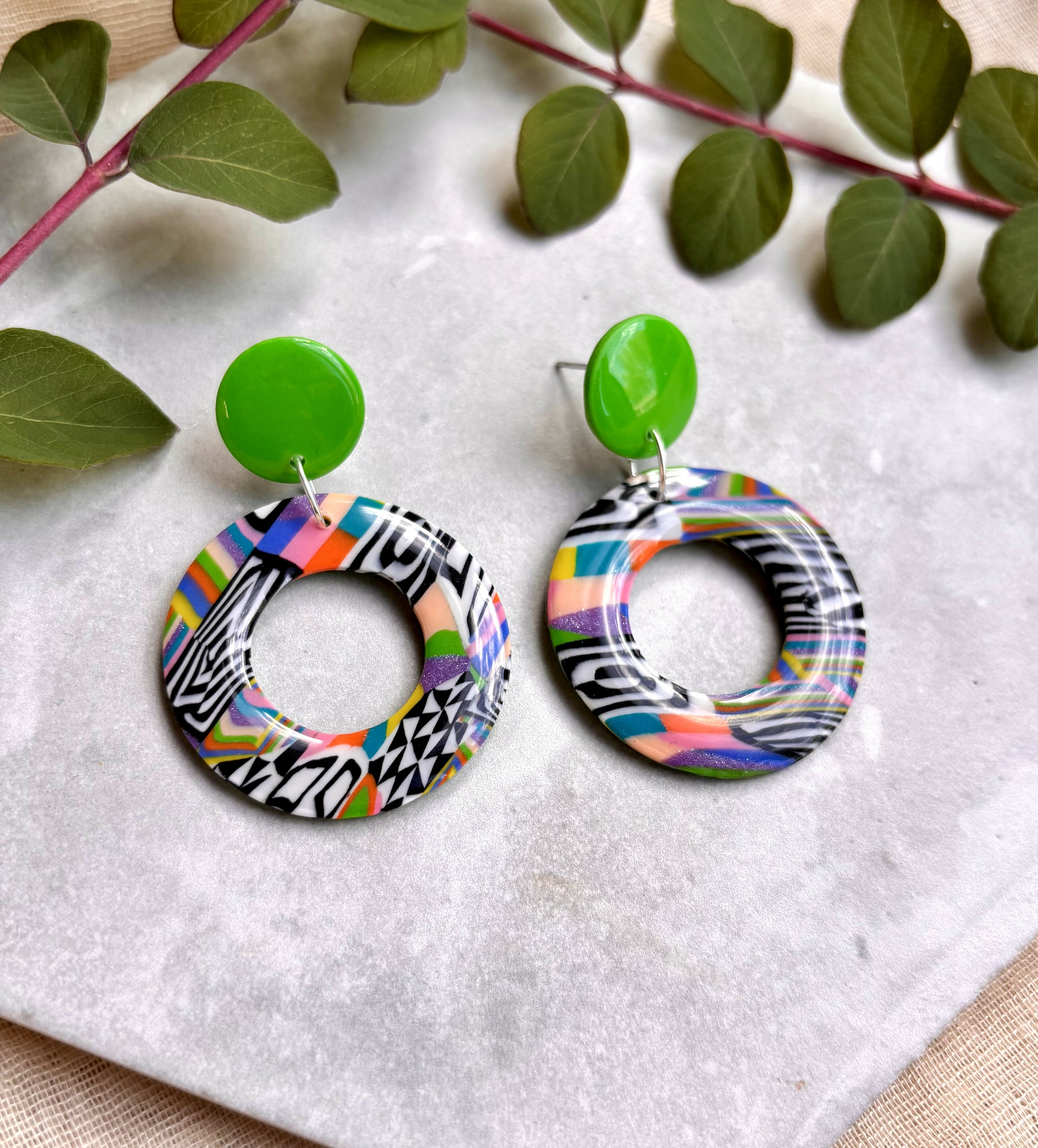 Funky Pattern Collection - Doughnut Polymer Clay Earrings