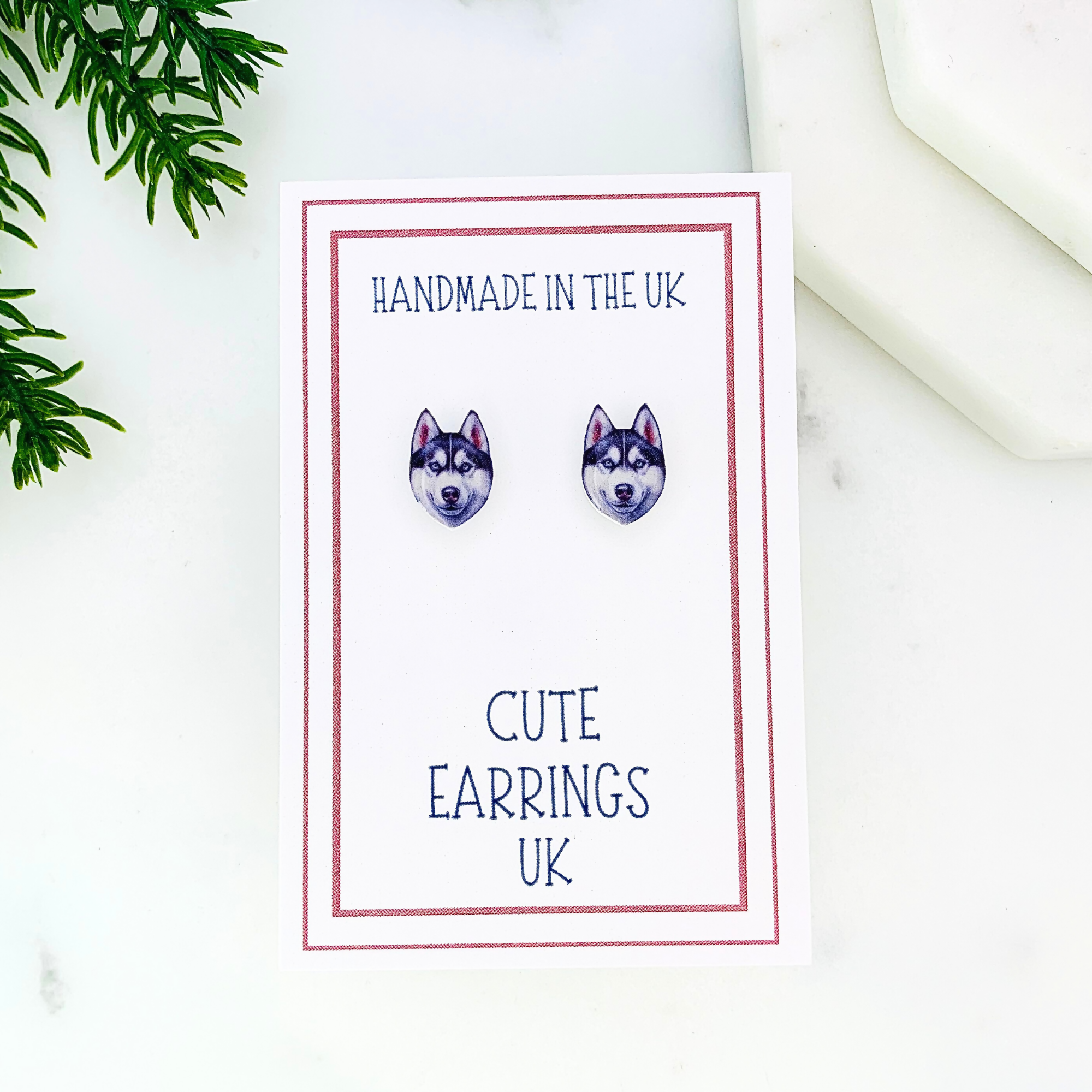 Husky Dog Stud Earrings