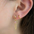Powder Pink Zirconia Chain Earrrings on Gold Plated Ball Stud