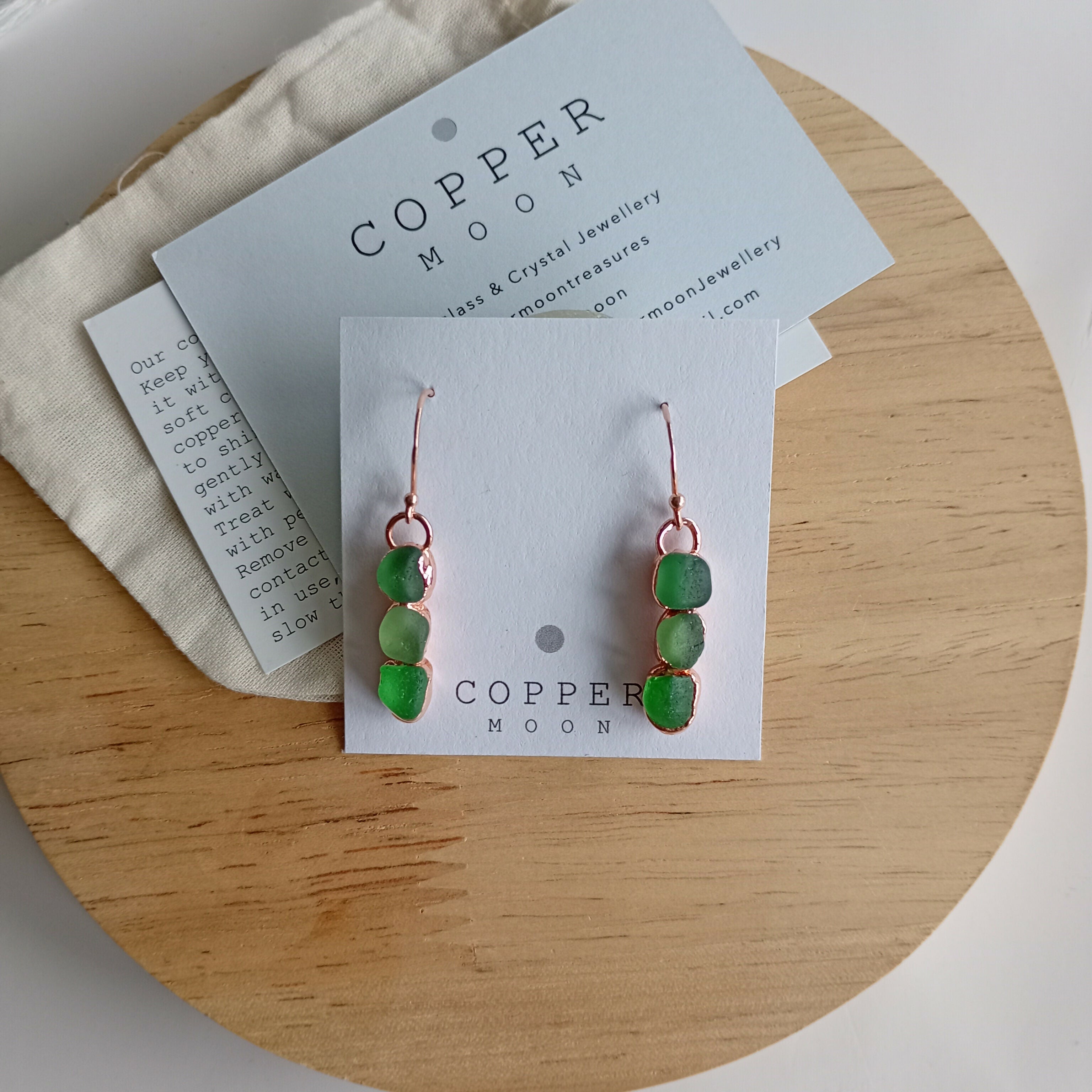 Triple Seaglass Drop Earrings
