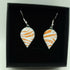 White Enamel Teardrop Earrings with Tangerine Orange Stripes