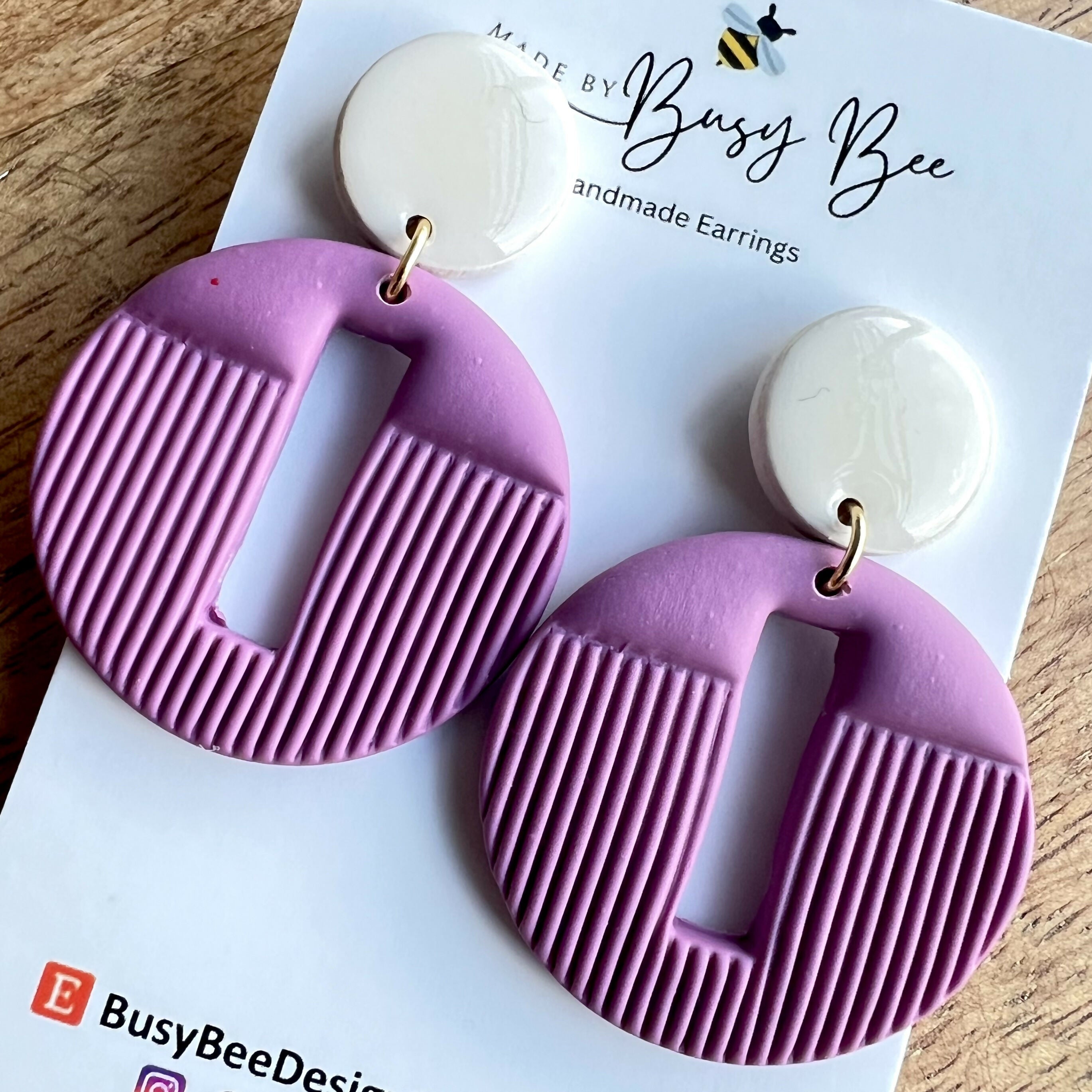 Textured Statement Dangle Earrings – Polymer Clay Circle Drop Earrings, Modern Geometric Earrings, Handmade Clay Jewellery