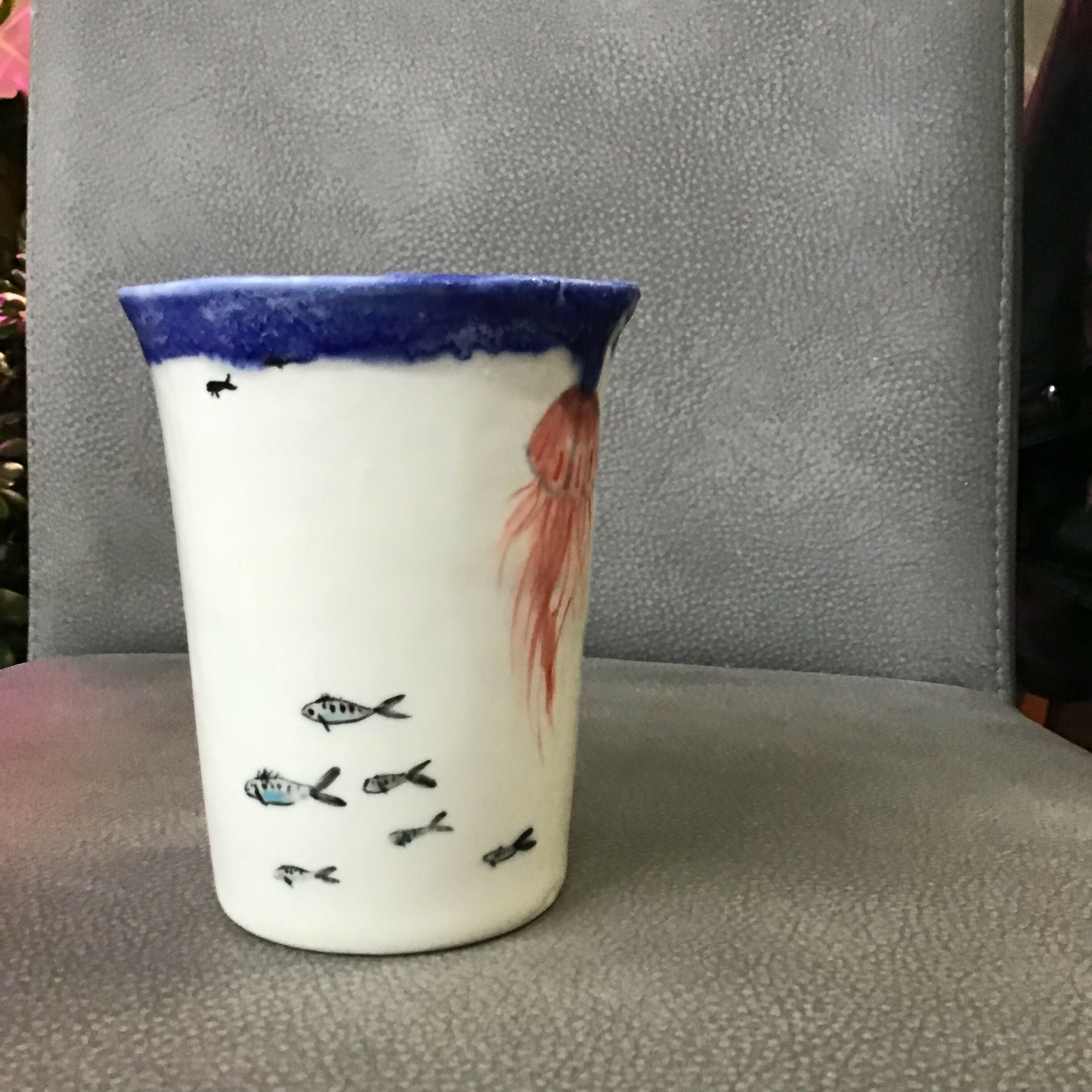 Jellyfish Handpainted Pot