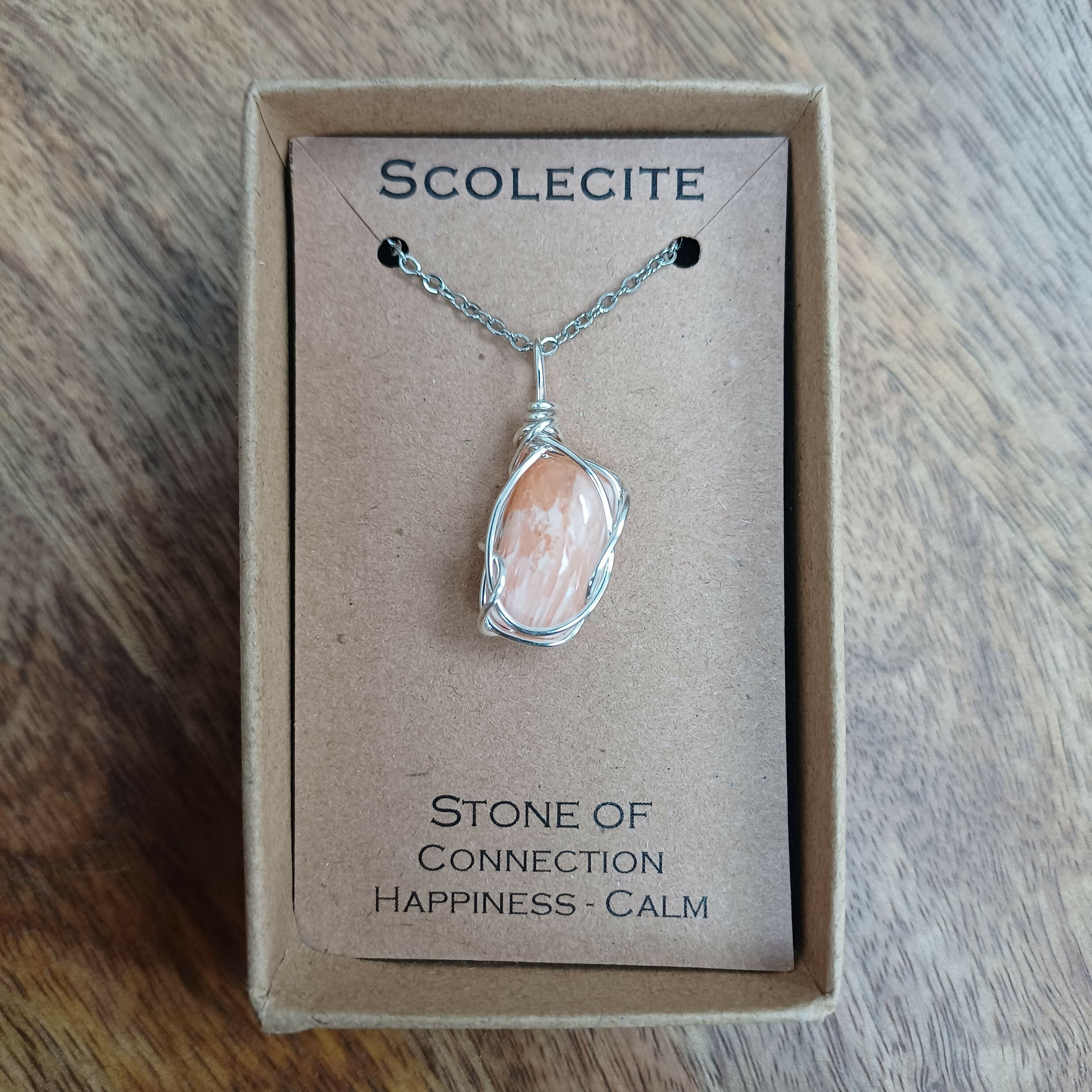Scolecite Wire Wrapped Pendant