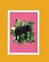 Elephant Print — White Frame, Tropical Leaf Design