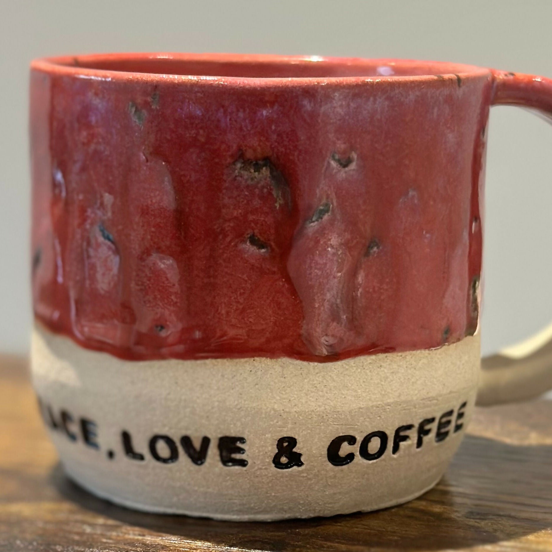 Peace, Love & Coffee Pink Mug